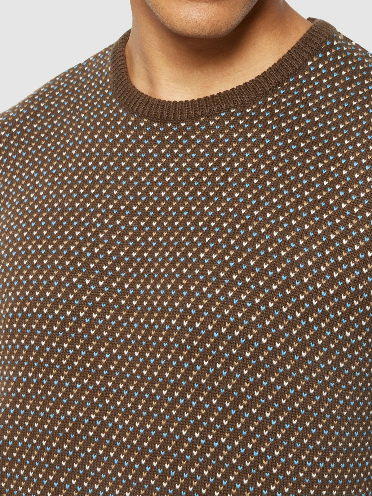 Strickpullover Jacquard crew neck knit aus Bio-Baumwolle ROC/GOTS/Vegan