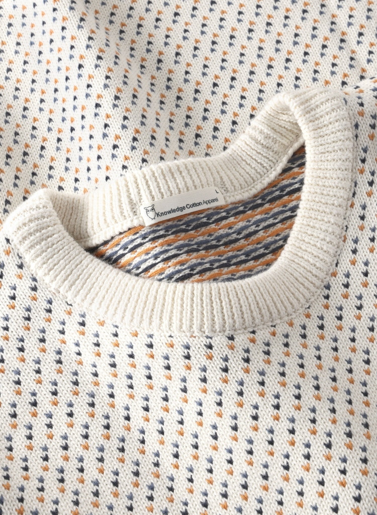 Strickpullover Jacquard crew neck knit aus Bio-Baumwolle ROC/GOTS/Vegan