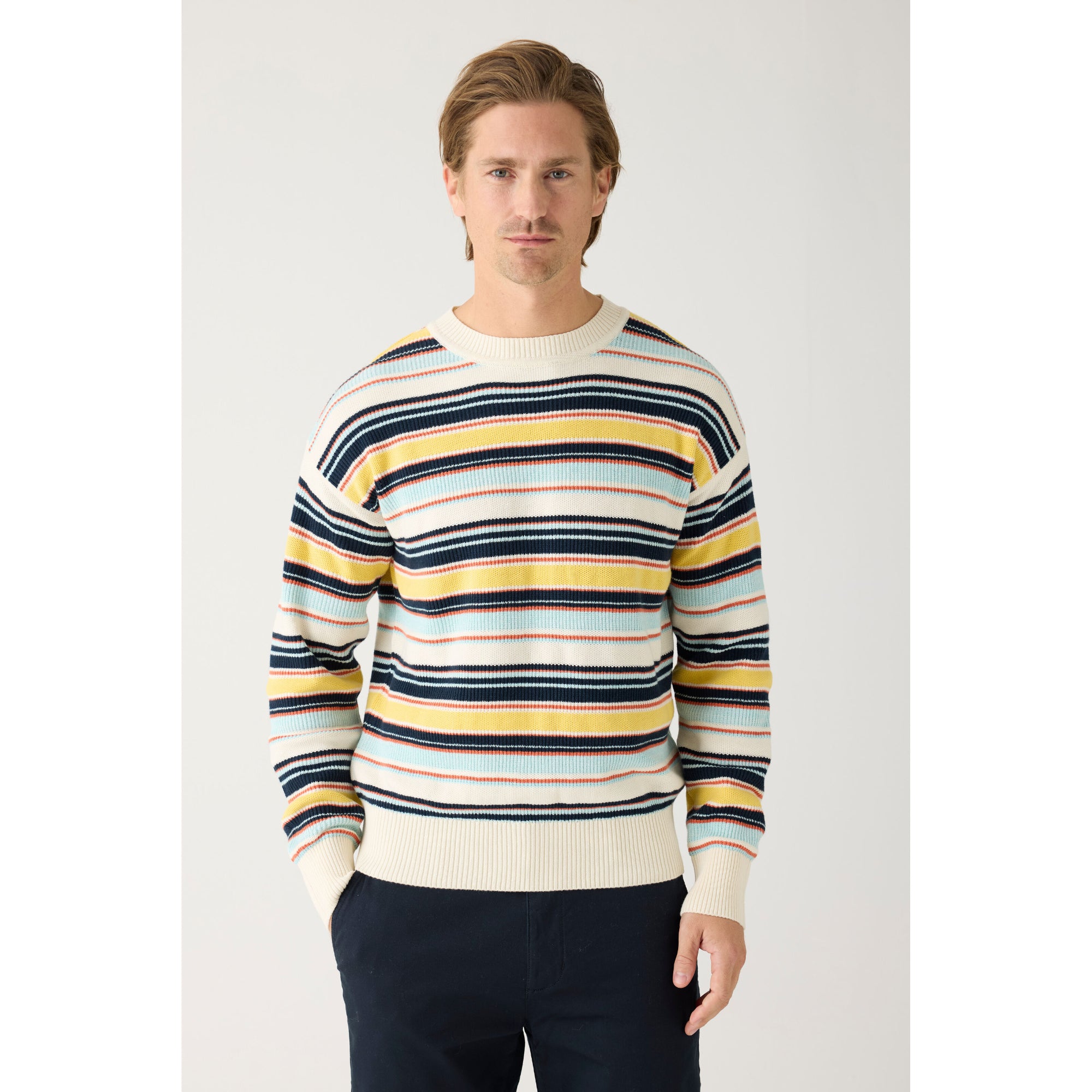 Mehrfarbiger Streifenstruktur Pullover aus Bio-Baumwolle - GOTS/Vegan