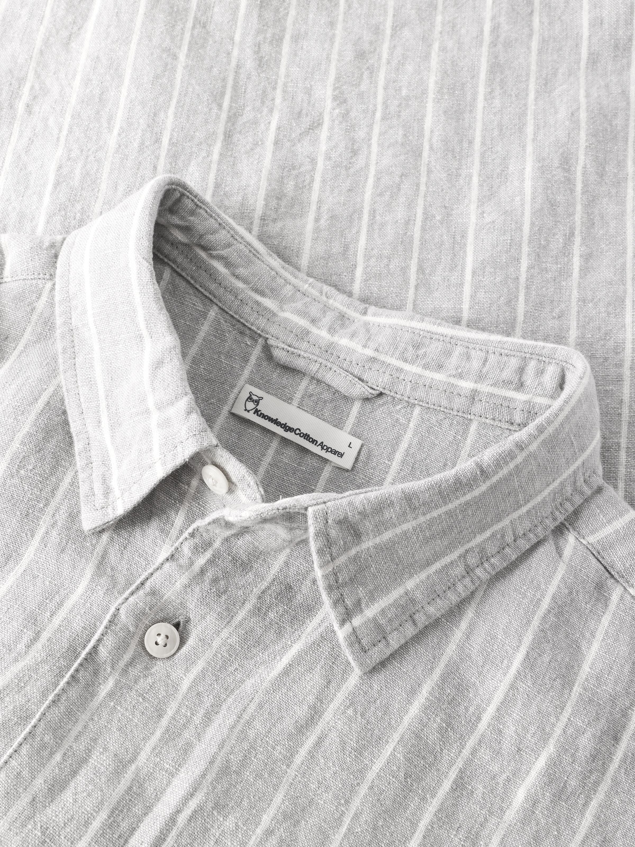 Lockeres Kurzarmhemd Pinstriped aus Bio-Leinen