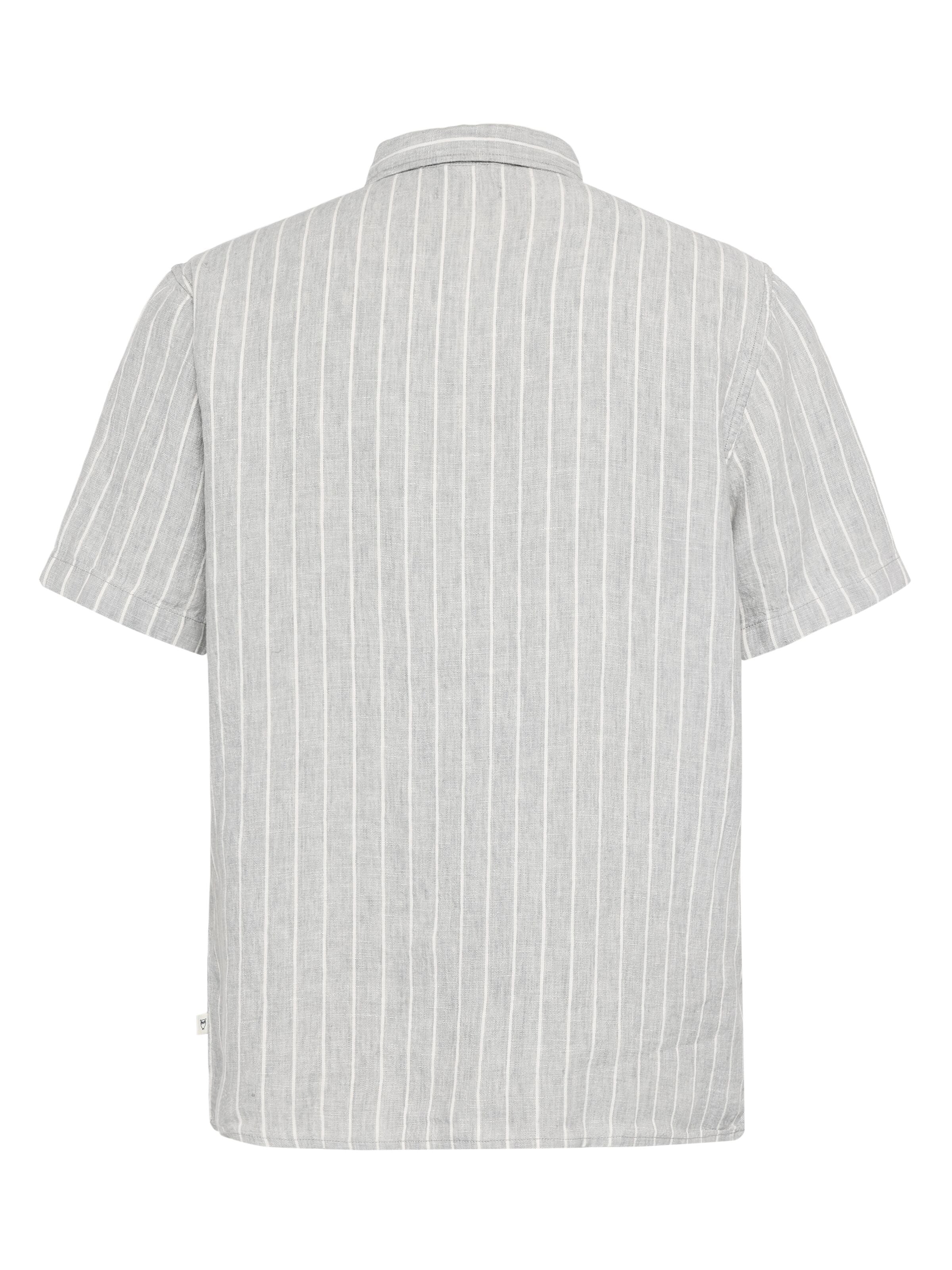 Lockeres Kurzarmhemd Pinstriped aus Bio-Leinen