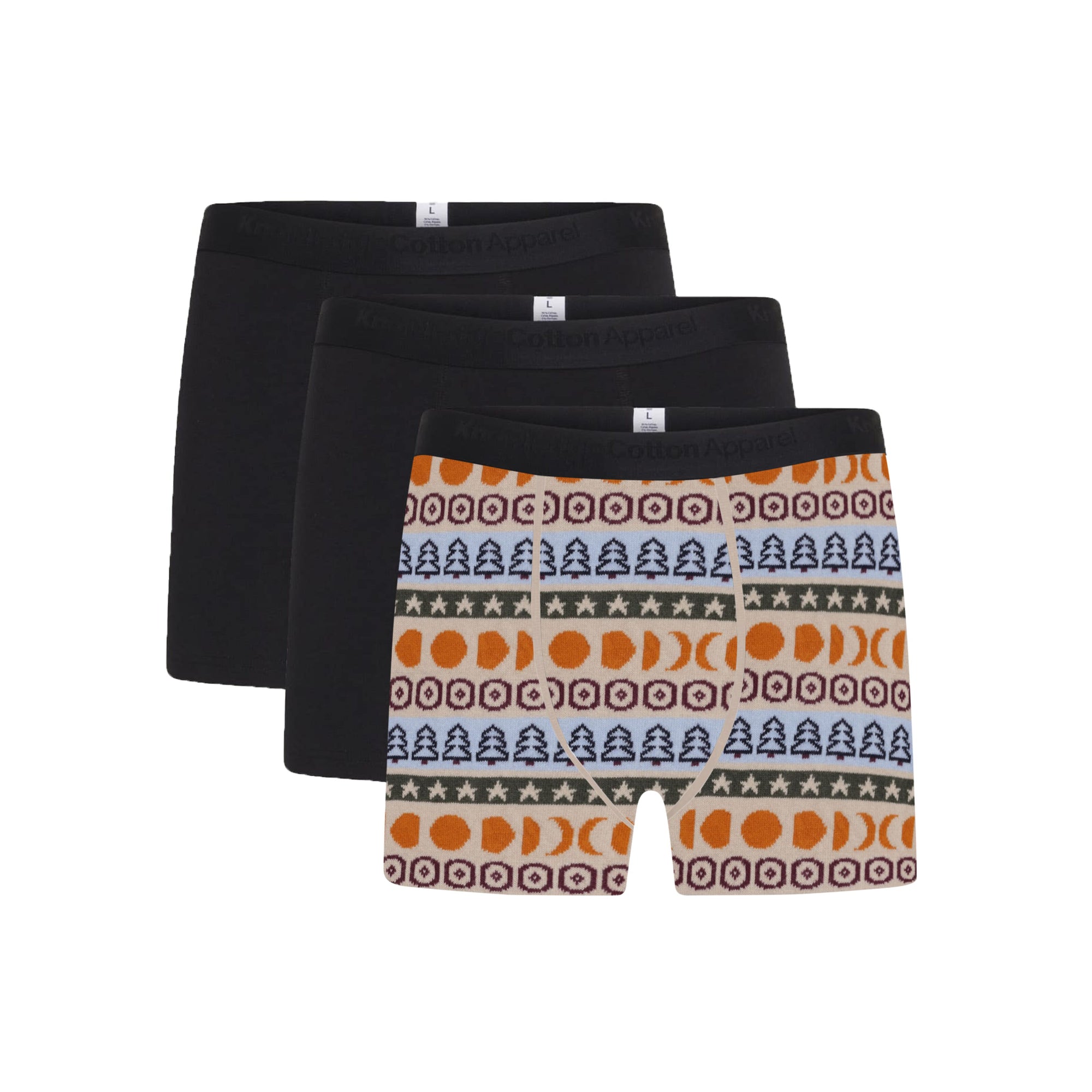 3er Pack Boxershorts Print Stretch Unterwäsche aus Bio-Baumwolle ROC/GOTS/Vegan