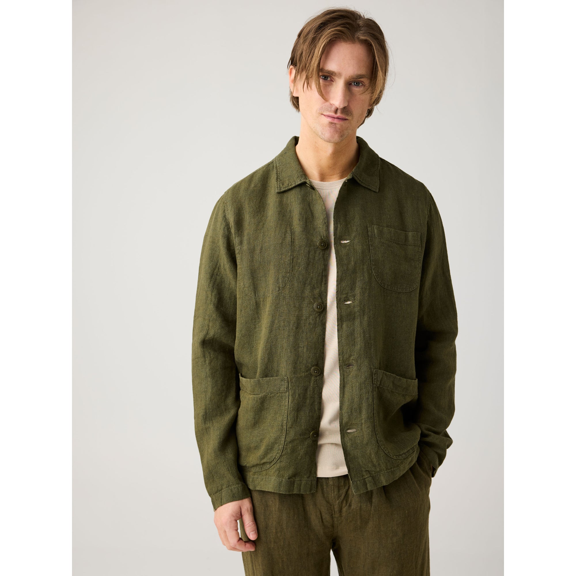 Regular-Overshirt Hemd aus Bio-Leinen- GOTS/Vegan
