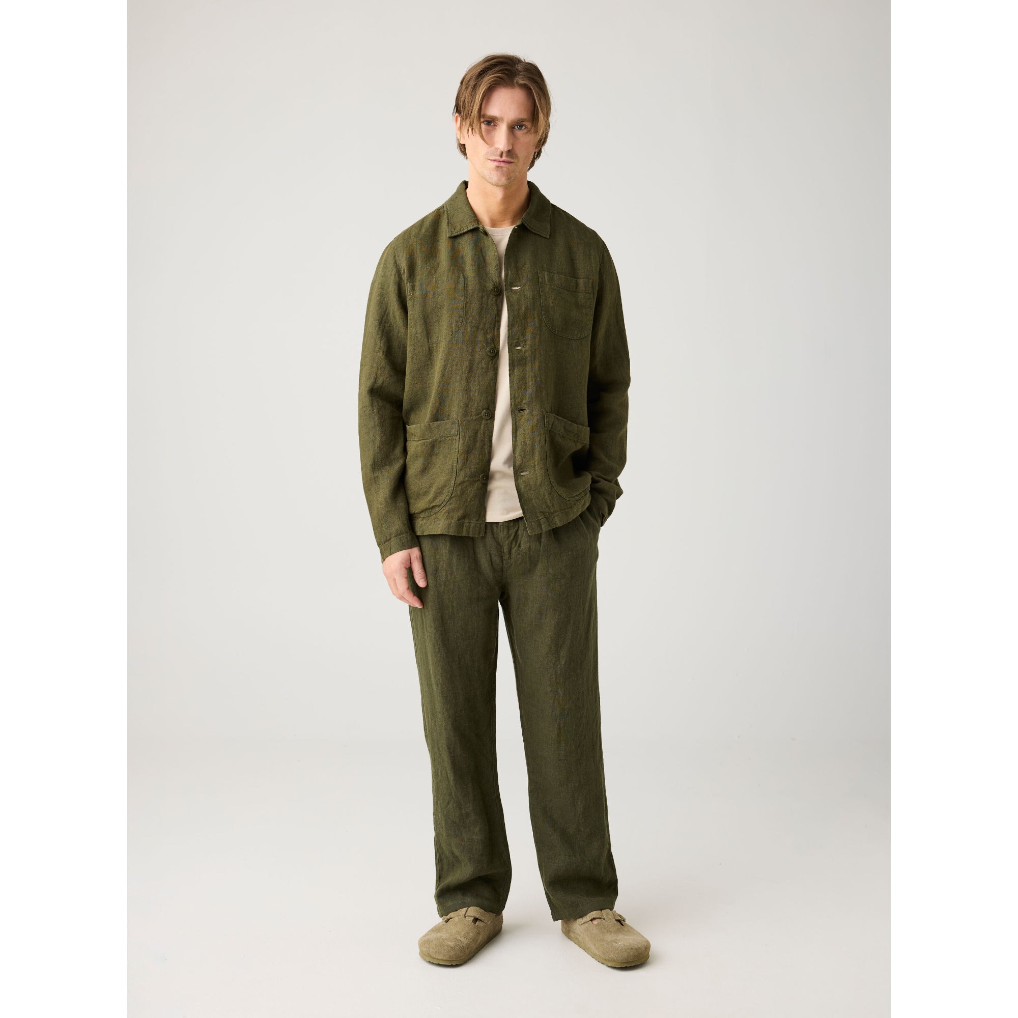 Regular-Overshirt Hemd aus Bio-Leinen- GOTS/Vegan