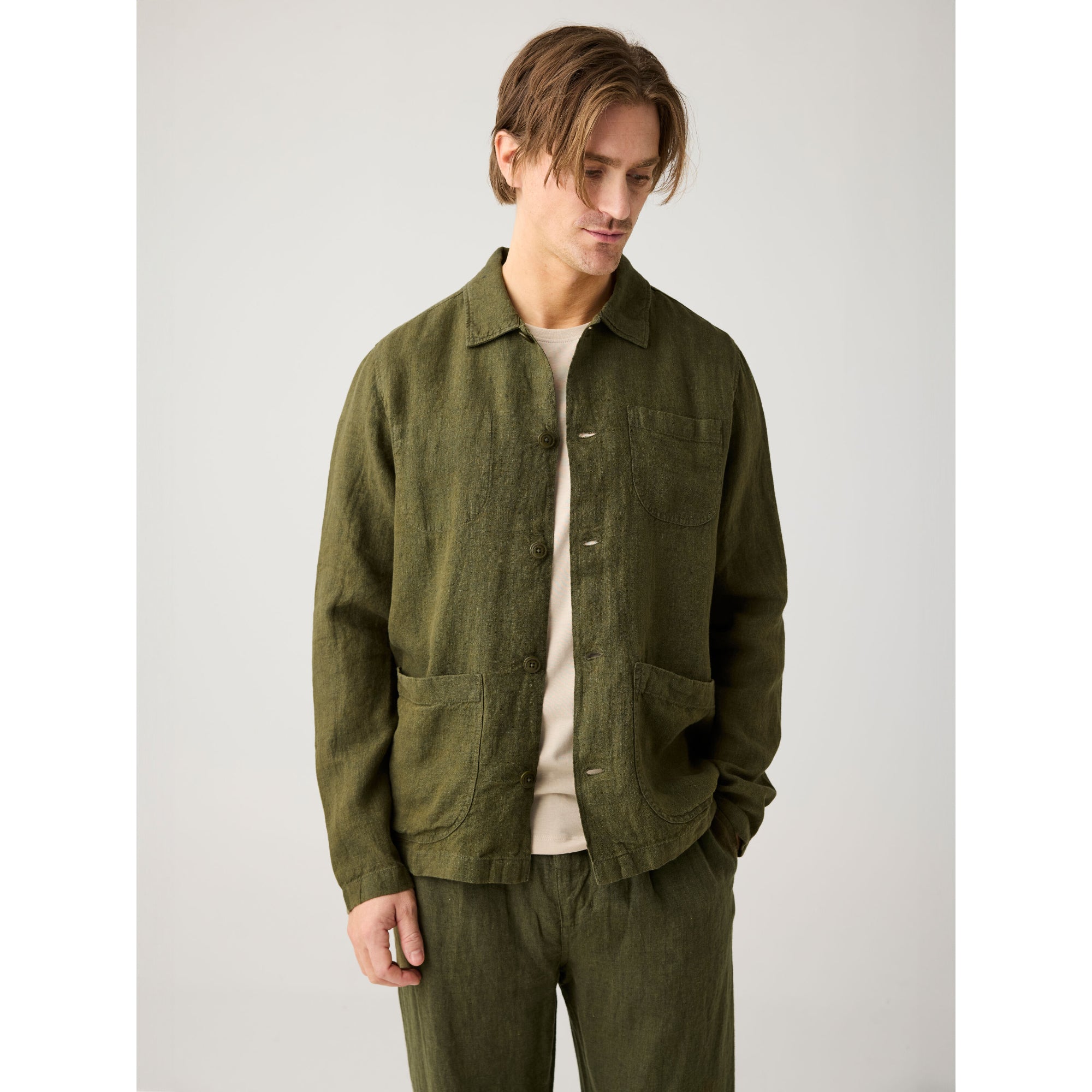 Regular-Overshirt Hemd aus Bio-Leinen- GOTS/Vegan