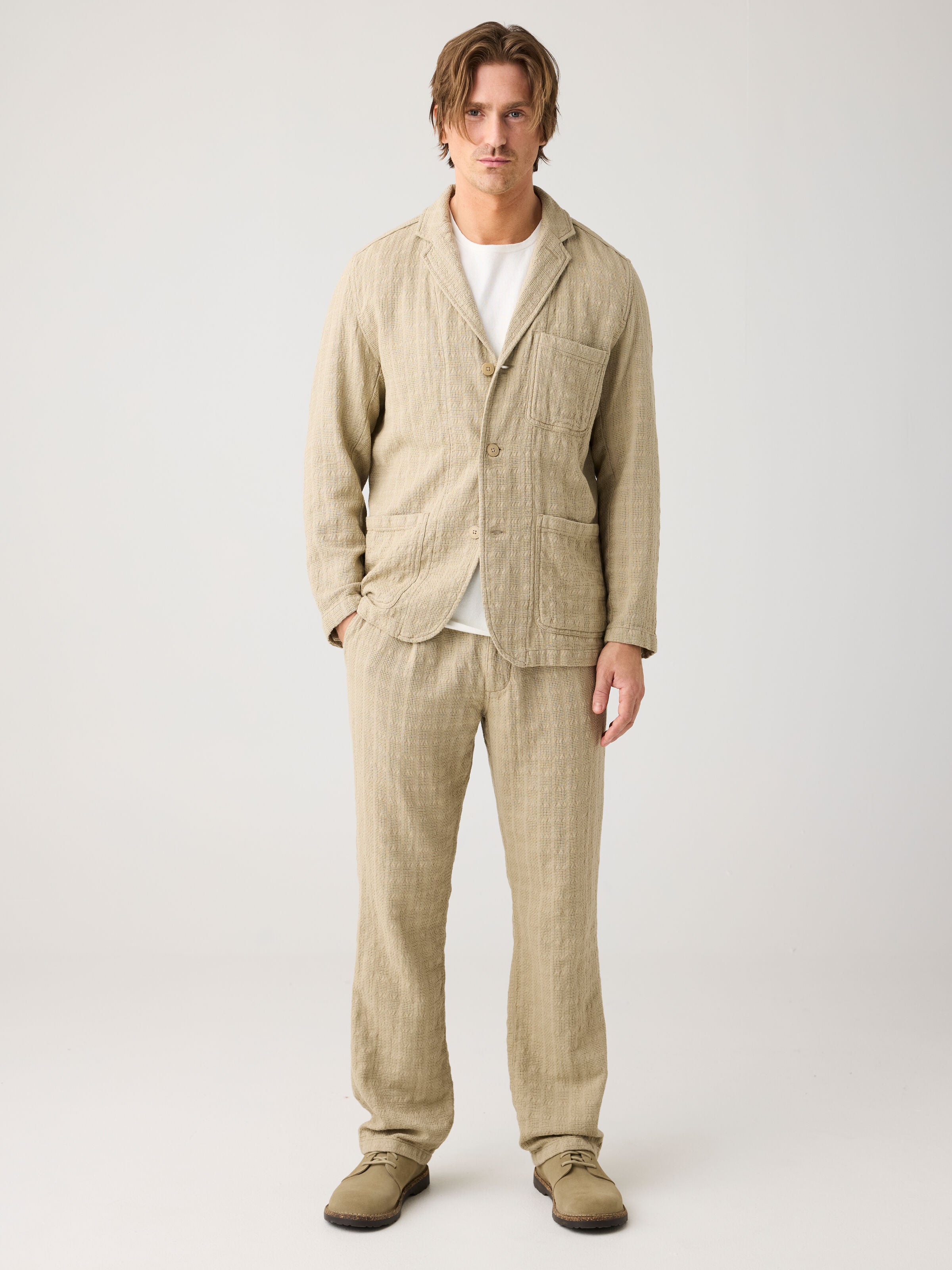 Lockerer Blazer mit Struktur aus Bio-Baumwolle