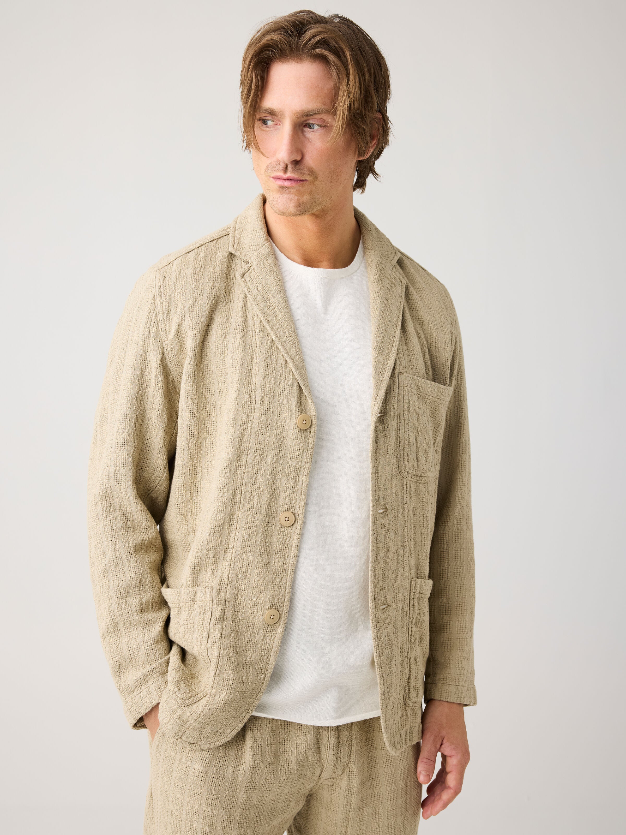 Lockerer Blazer mit Struktur aus Bio-Baumwolle