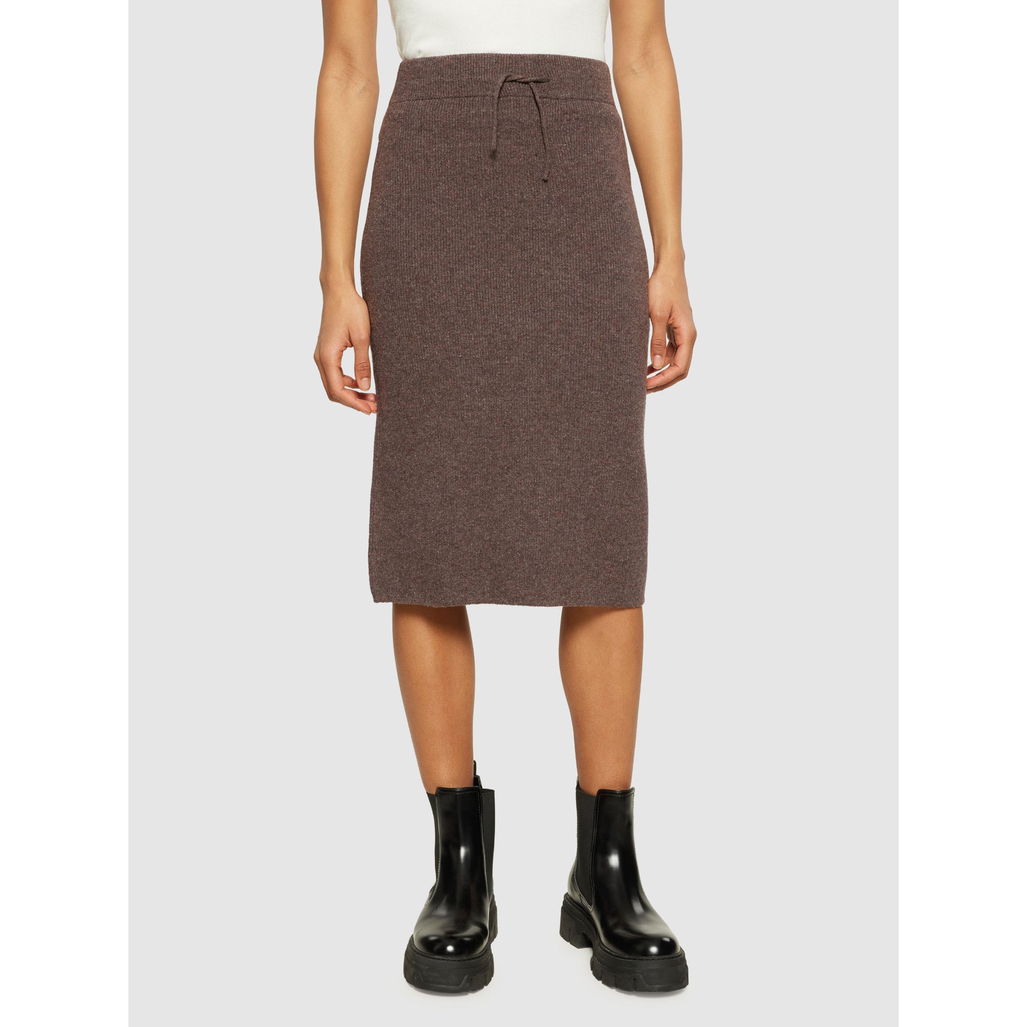 Rock Mittellang Rib Knit Skirt aus Lammwolle RWS