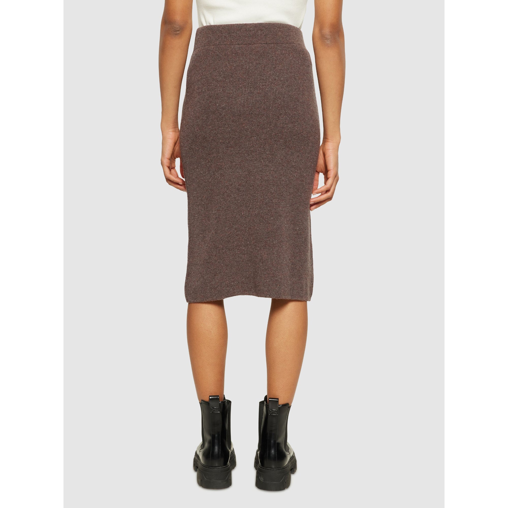 Rock Mittellang Rib Knit Skirt aus Lammwolle RWS