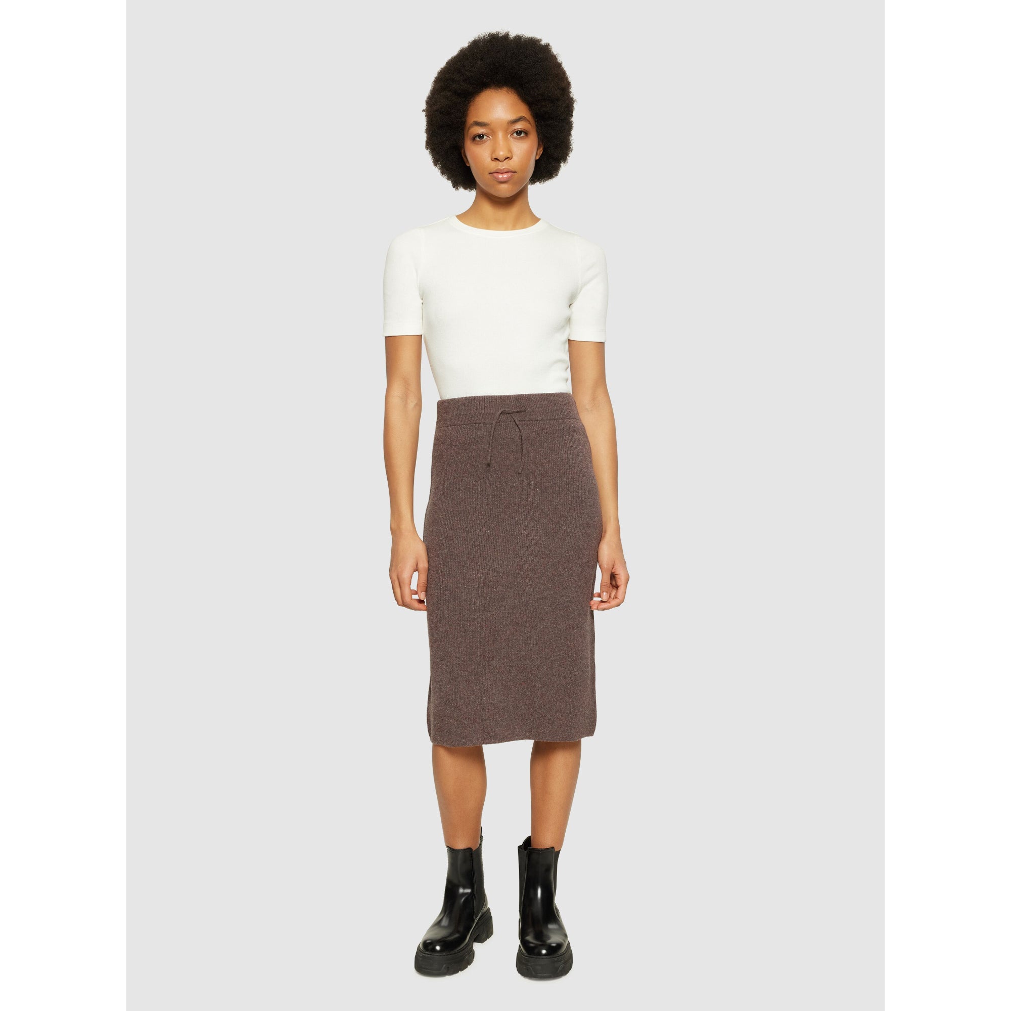 Rock Mittellang Rib Knit Skirt aus Lammwolle RWS