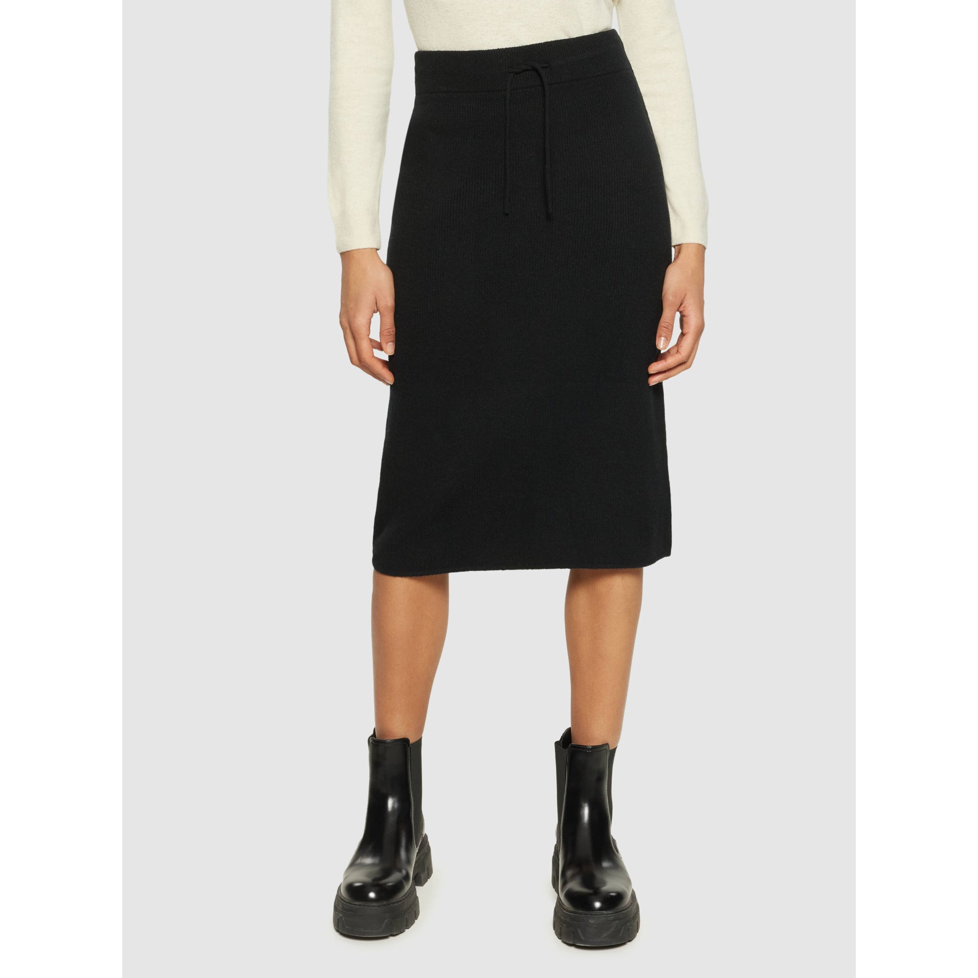 Rock Mittellang Rib Knit Skirt aus Lammwolle RWS