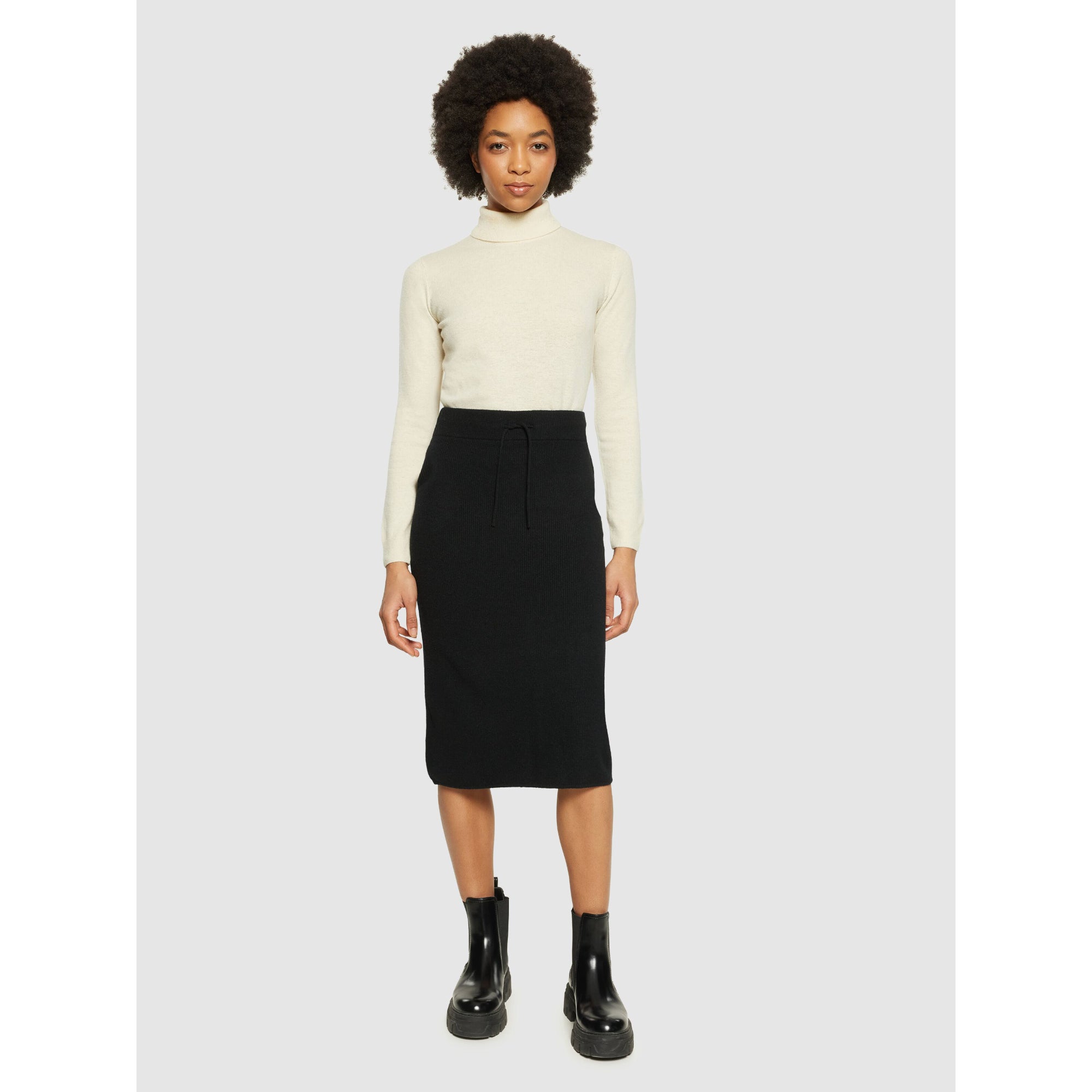 Rock Mittellang Rib Knit Skirt aus Lammwolle RWS