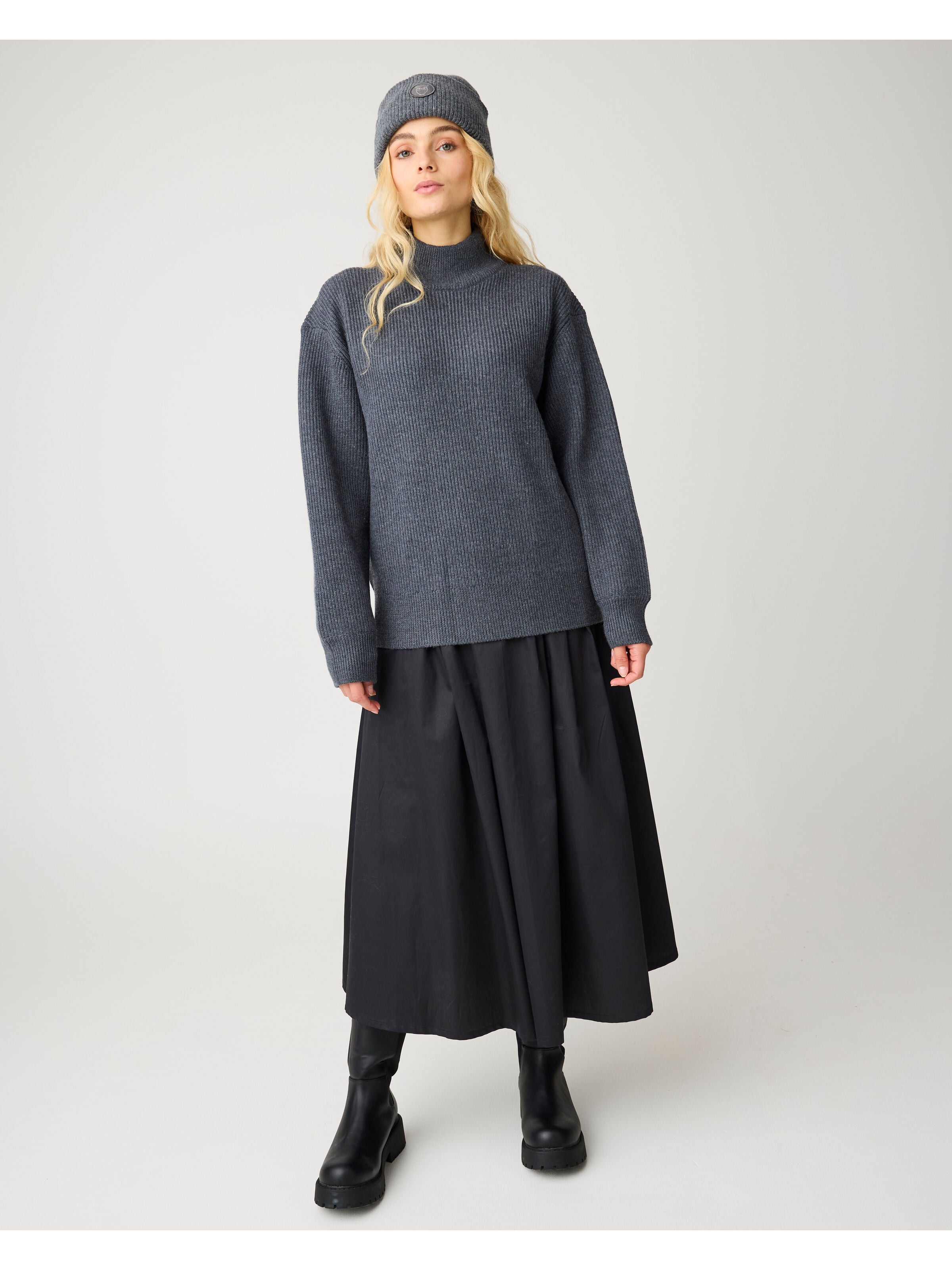 Langer Satin-Faltenrock aus Bio-Baumwolle
