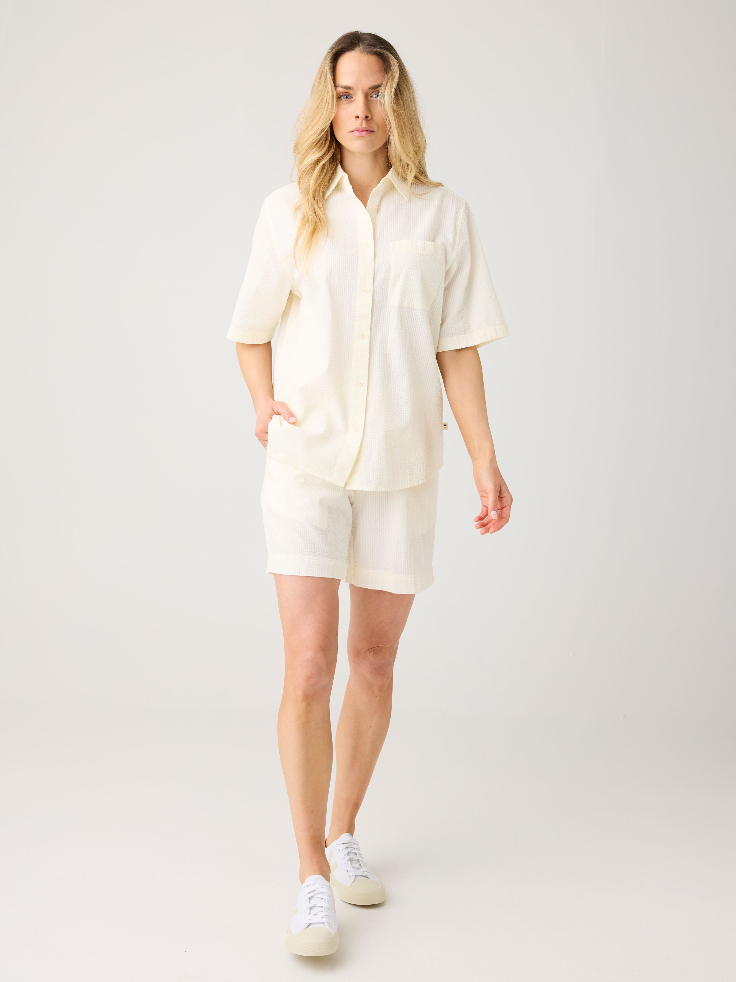 Weite Seersucker-Shorts POSEY aus Bio-Baumwolle