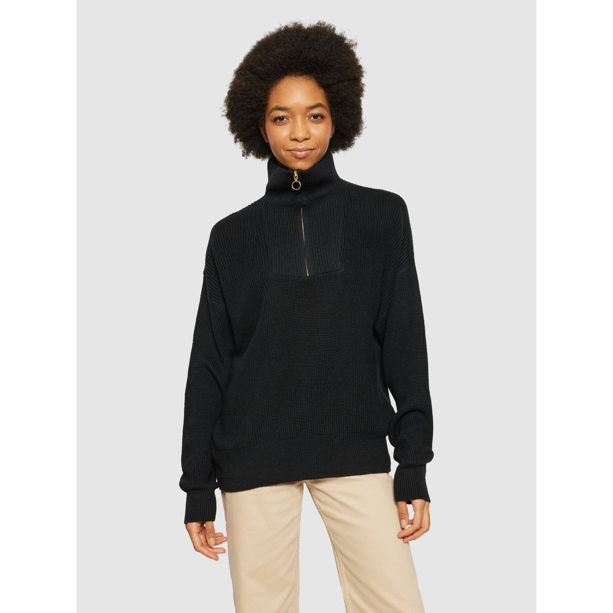 Merinopullover HIGH NECK mit Half Zip aus Bio-Lammwolle