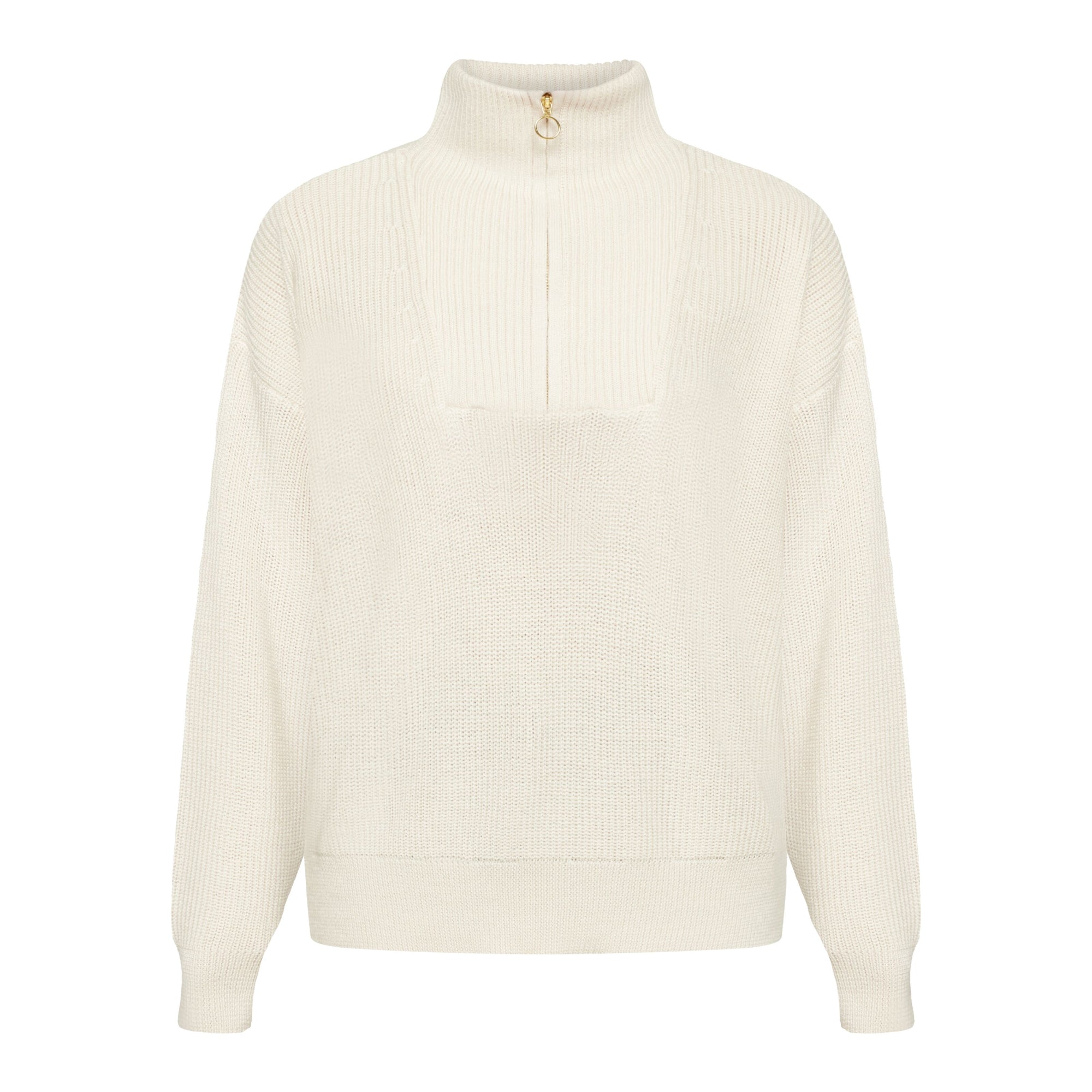 Merinopullover HIGH NECK mit Half Zip aus Bio-Lammwolle