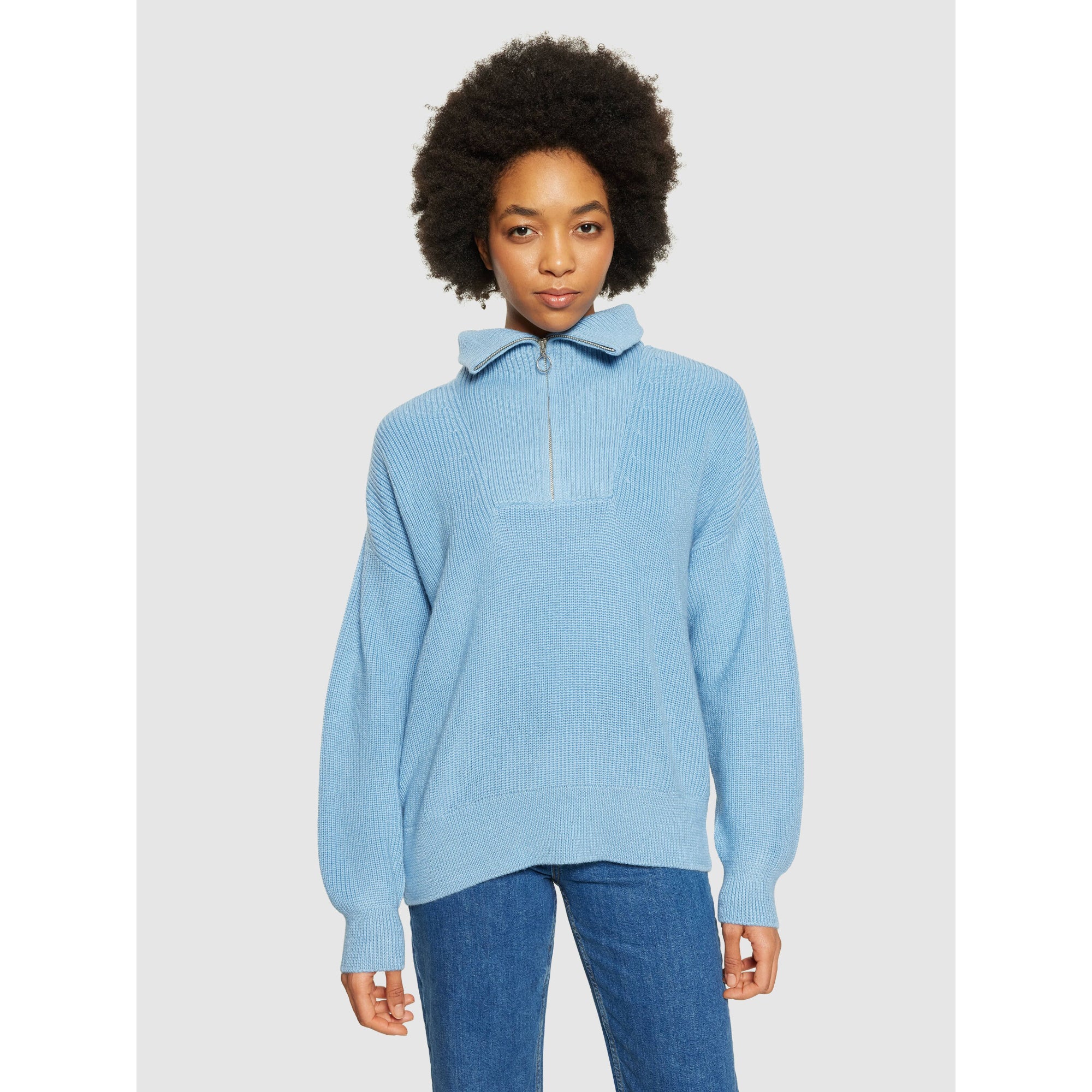 Merinopullover HIGH NECK mit Half Zip aus Bio-Lammwolle