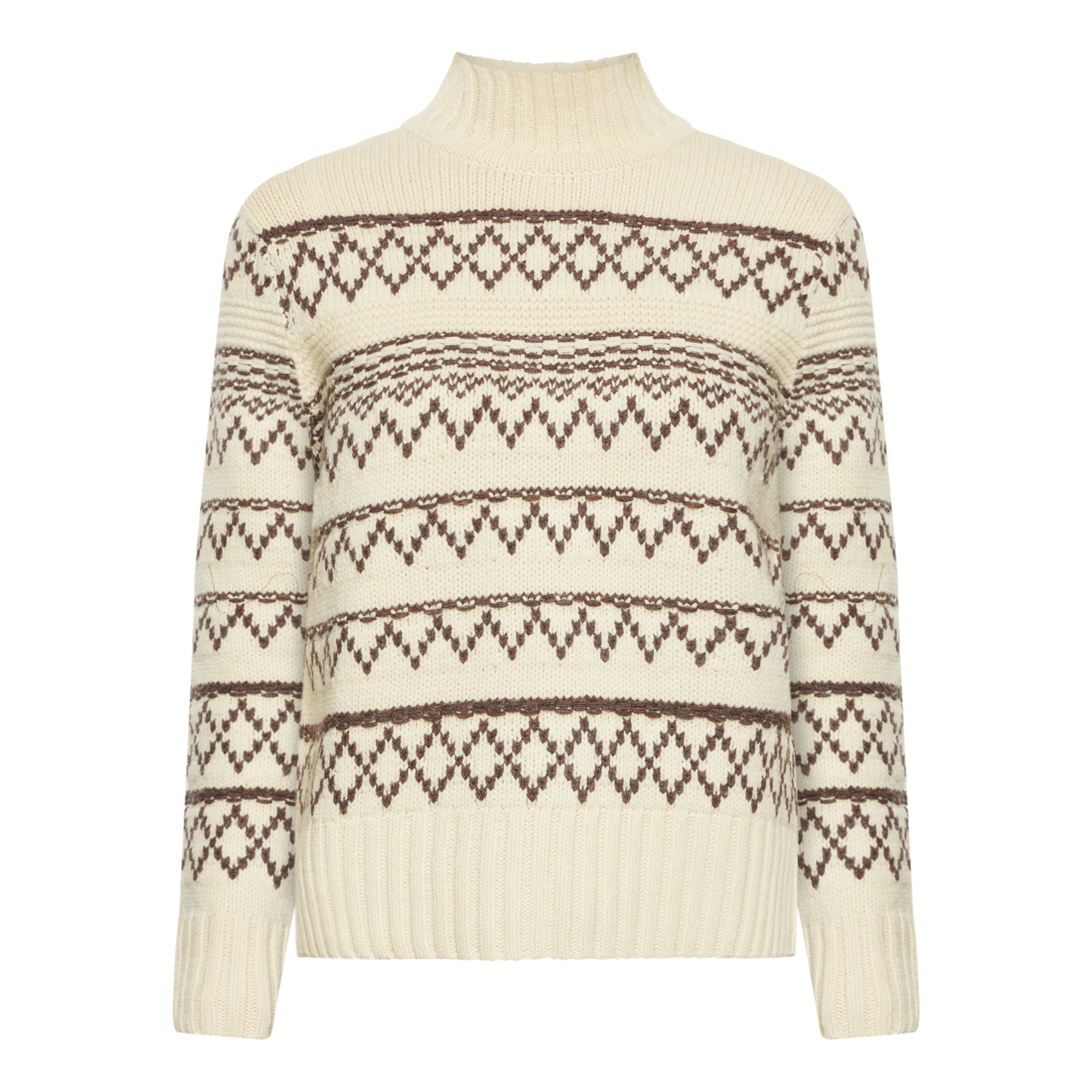 Strickpullover mit Rollkragen und Muster aus Bio-Lammwolle