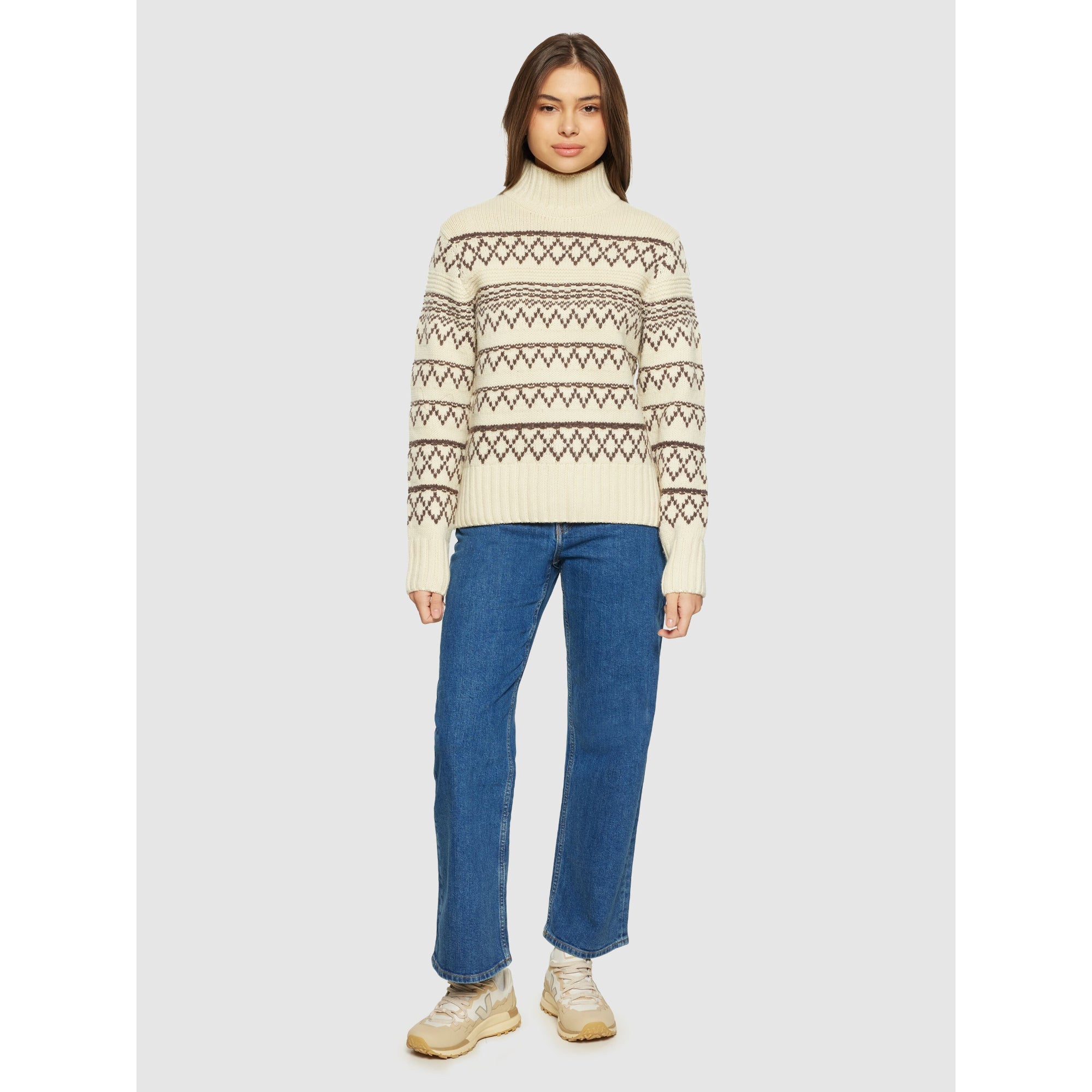 Strickpullover mit Rollkragen und Muster aus Bio-Lammwolle