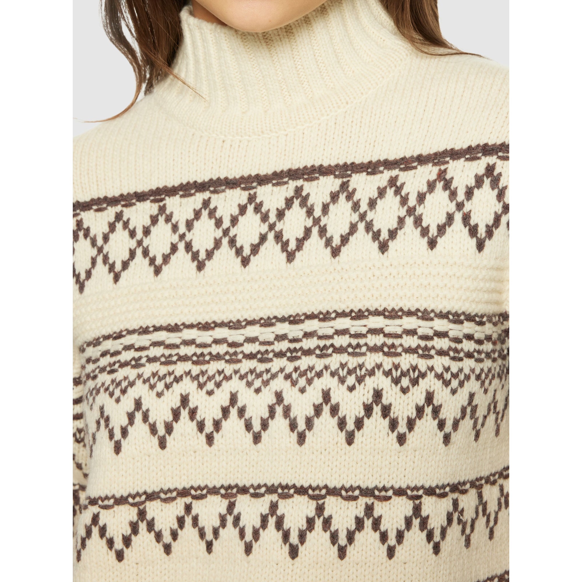 Strickpullover mit Rollkragen und Muster aus Bio-Lammwolle