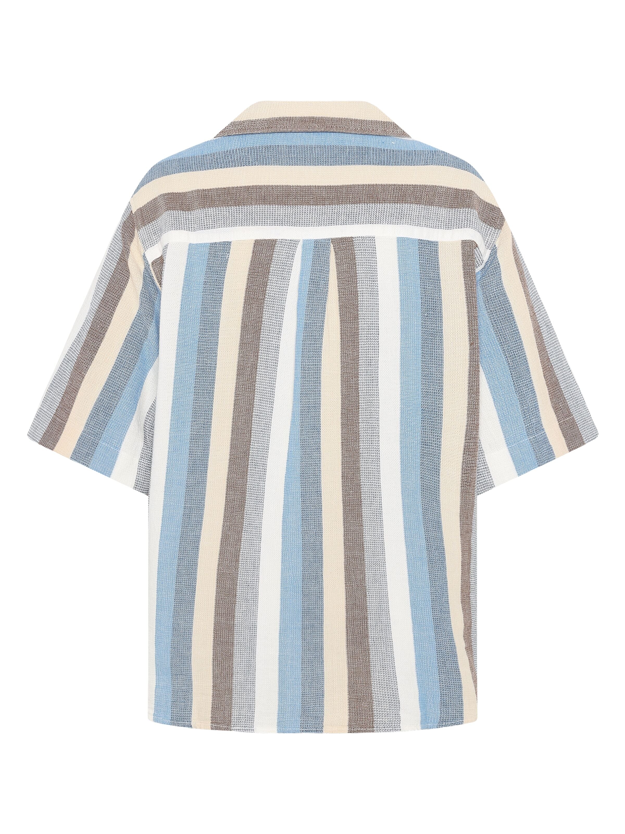 Lockere kurzarm Bluse mit Struktur aus Bio-Baumwolle