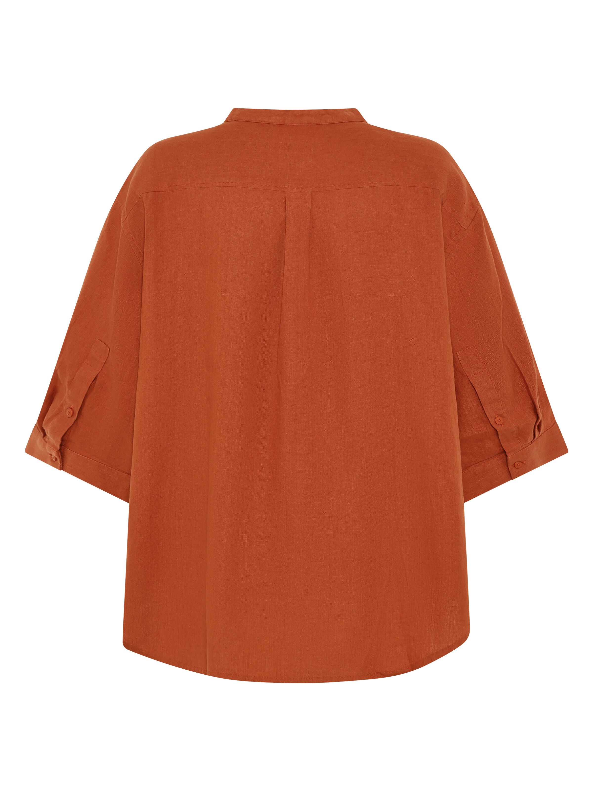 Lockeres Hemd und Bluse mit 3/4 Arm und Stehkragen aus Bio-Leinen