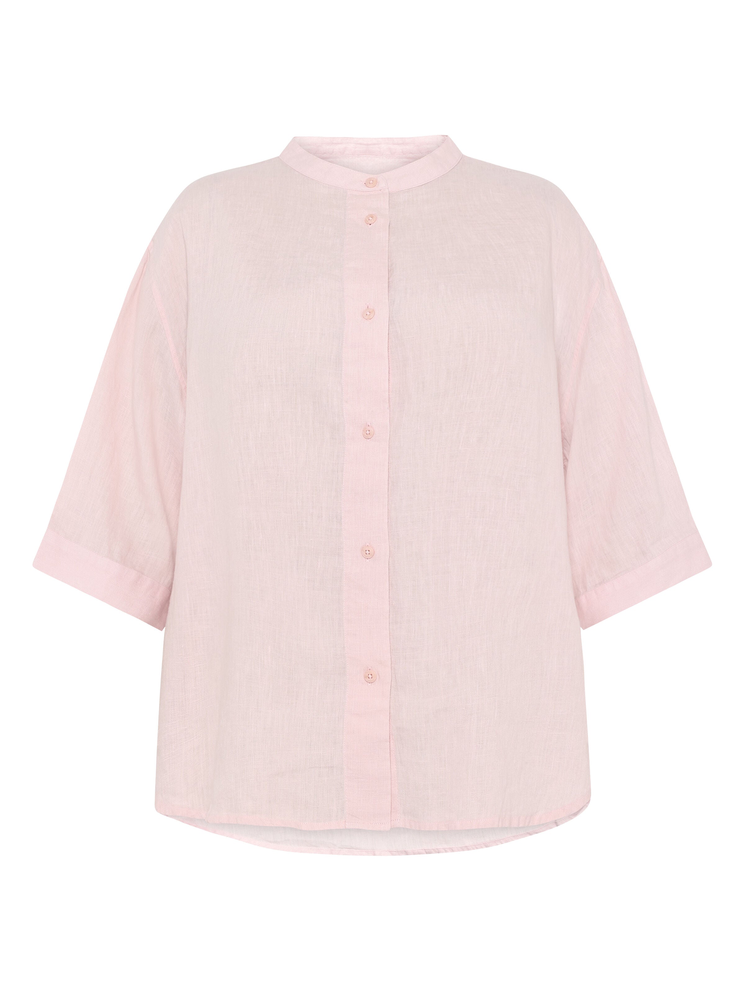 Lockeres Hemd und Bluse mit 3/4 Arm und Stehkragen aus Bio-Leinen