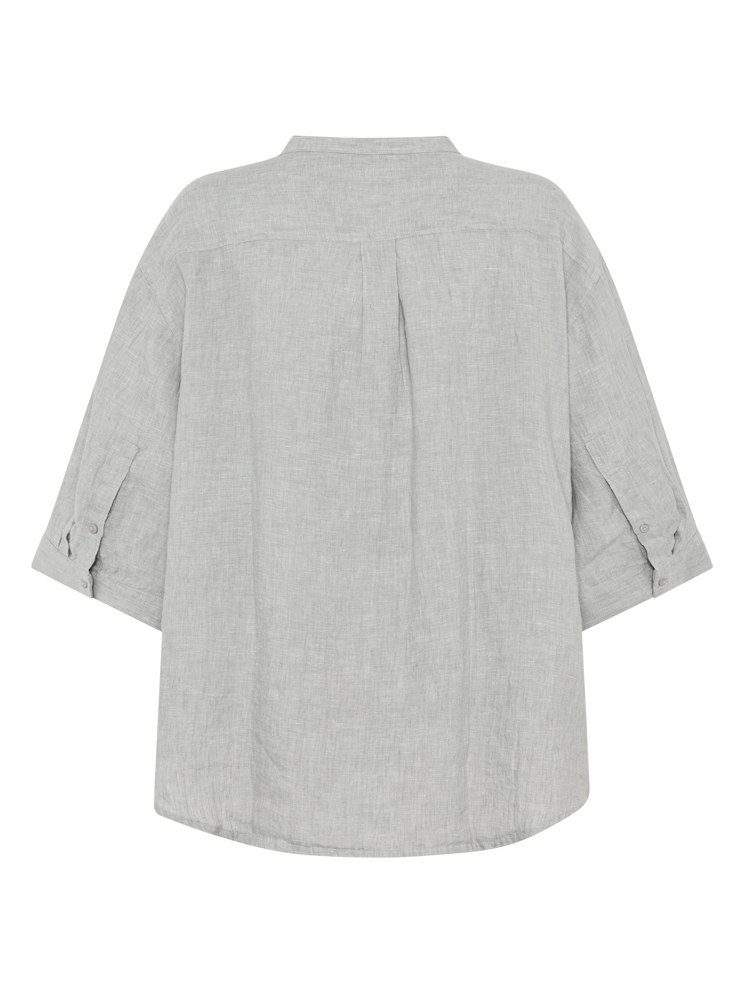 Lockeres Hemd und Bluse mit 3/4 Arm und Stehkragen aus Bio-Leinen