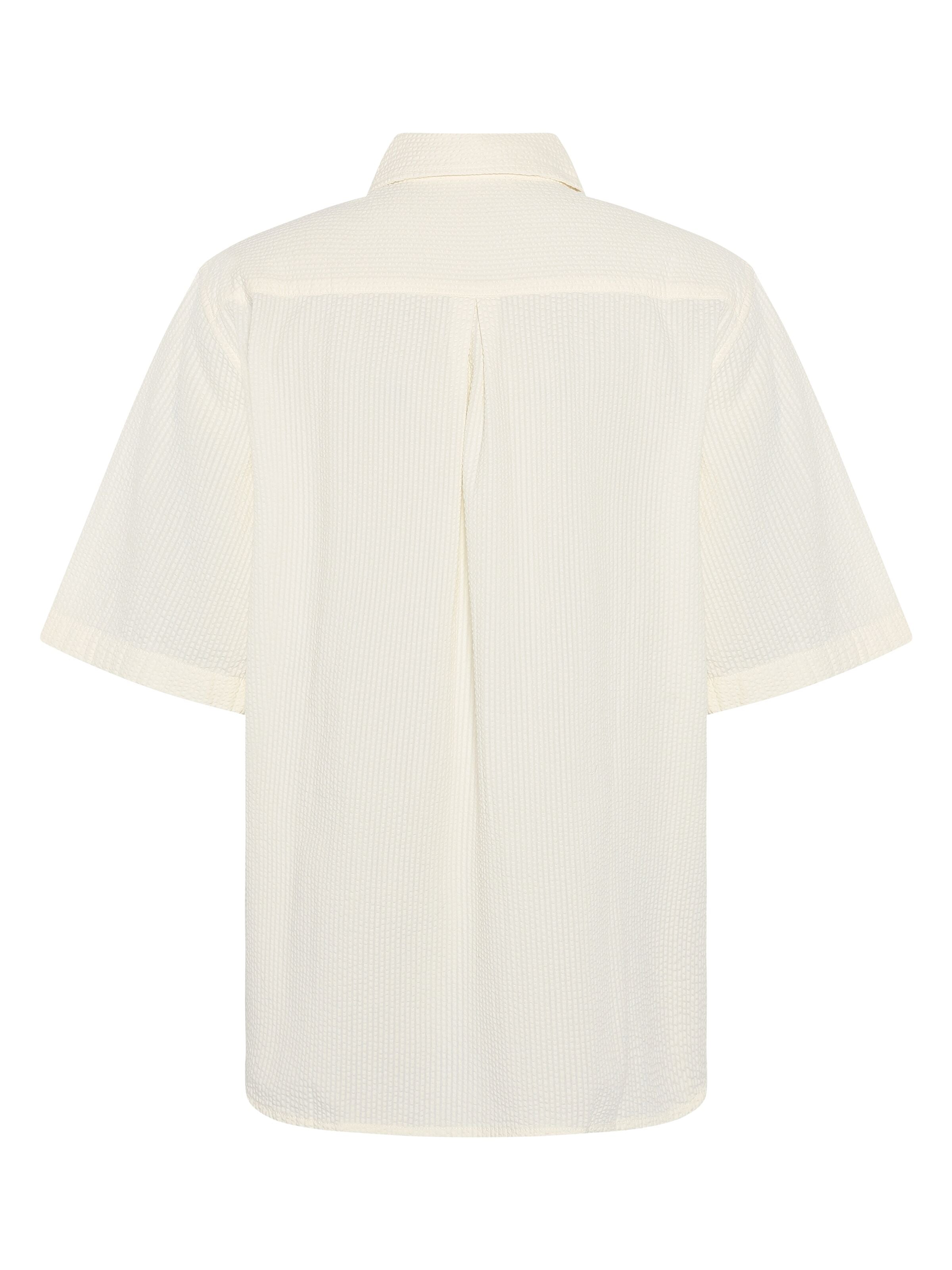 Lockere Seersucker-Bluse mit kurzen Ärmeln aus Bio-Baumwolle