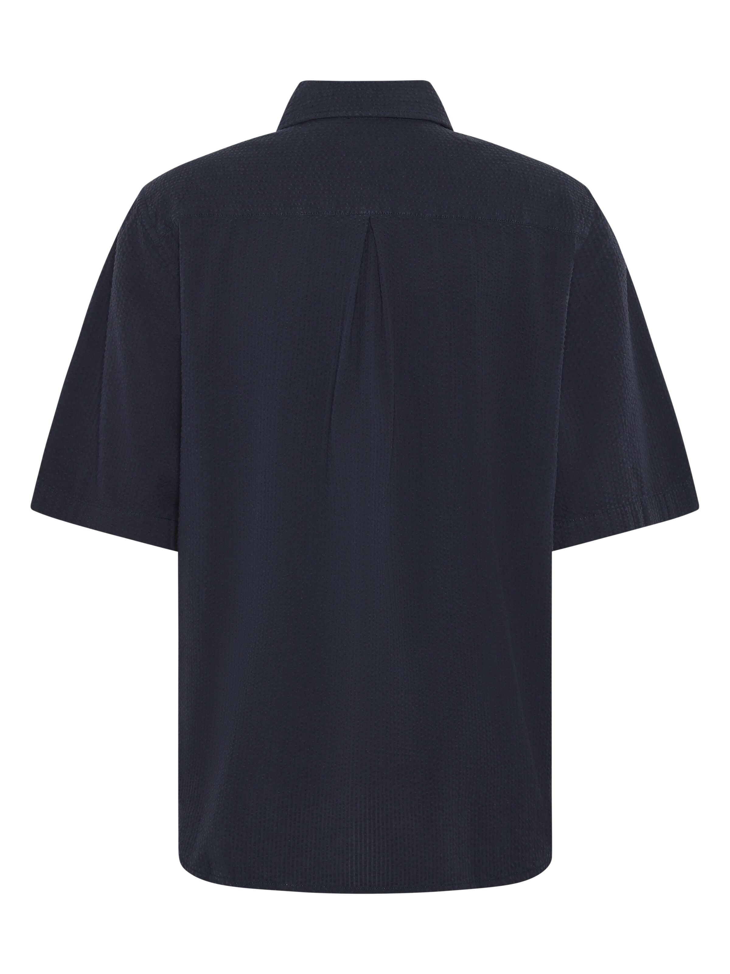 Lockere Seersucker-Bluse mit kurzen Ärmeln aus Bio-Baumwolle