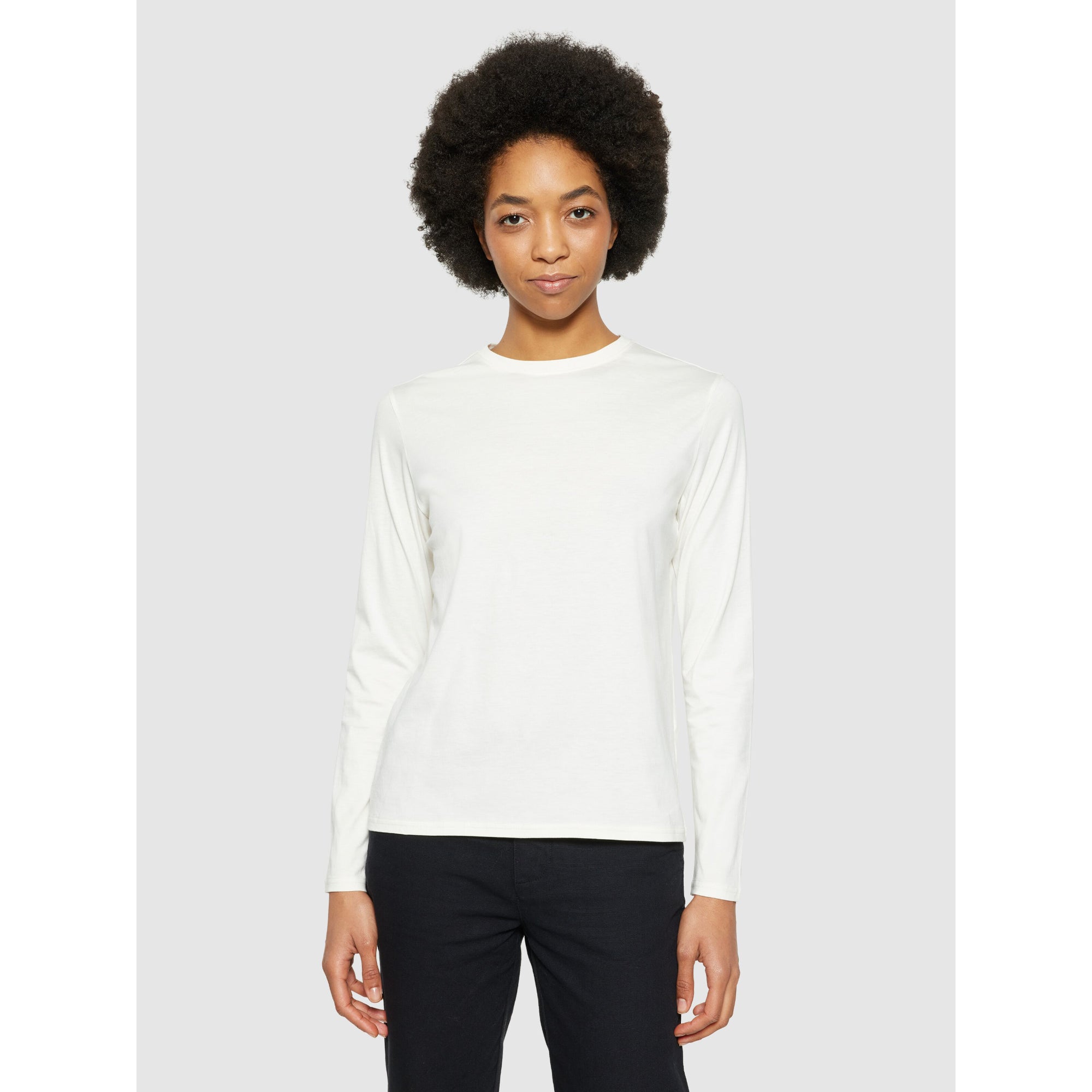 Basic Pima-Baumwoll-Shirt mit langen Ärmeln - Bio-Baumwolle GOTS/Vegan