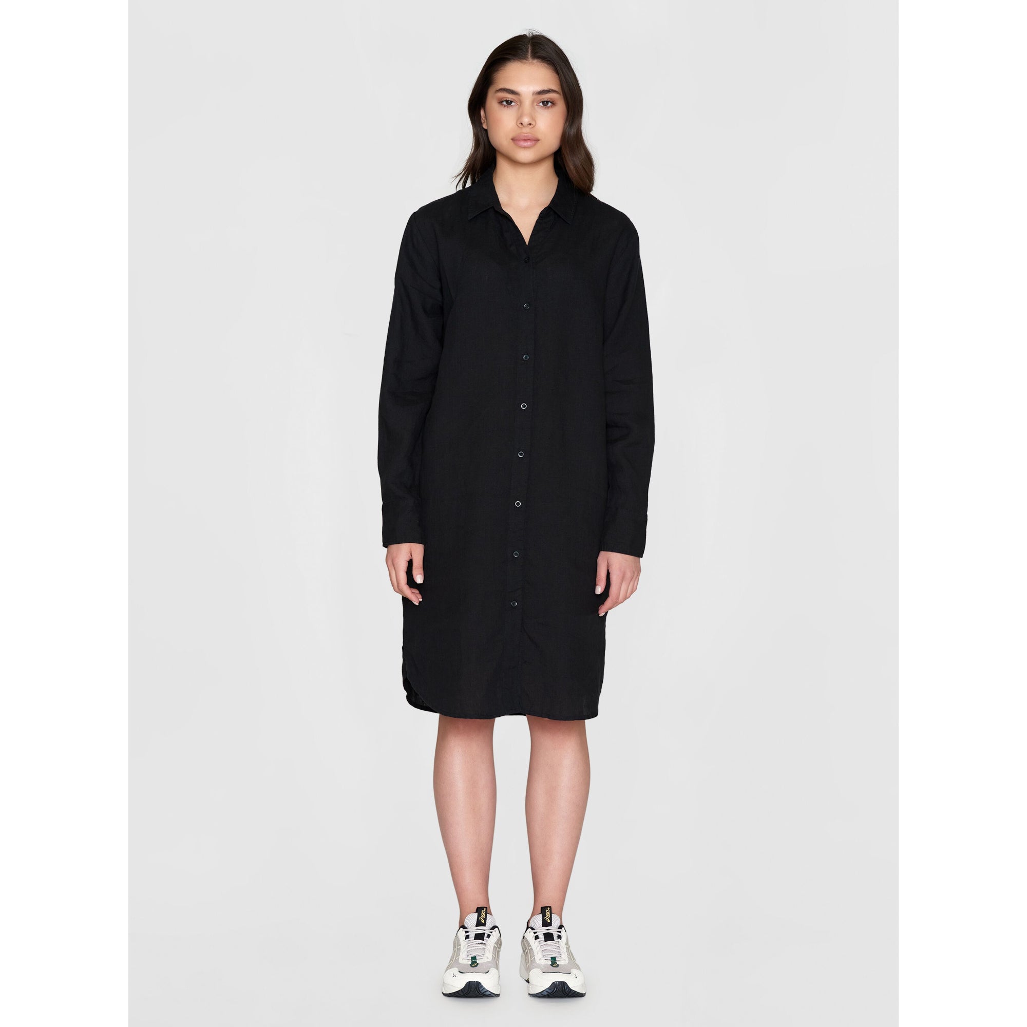 Langarm Leinenkleid aus Bio-Leinen GOTS/Vegan