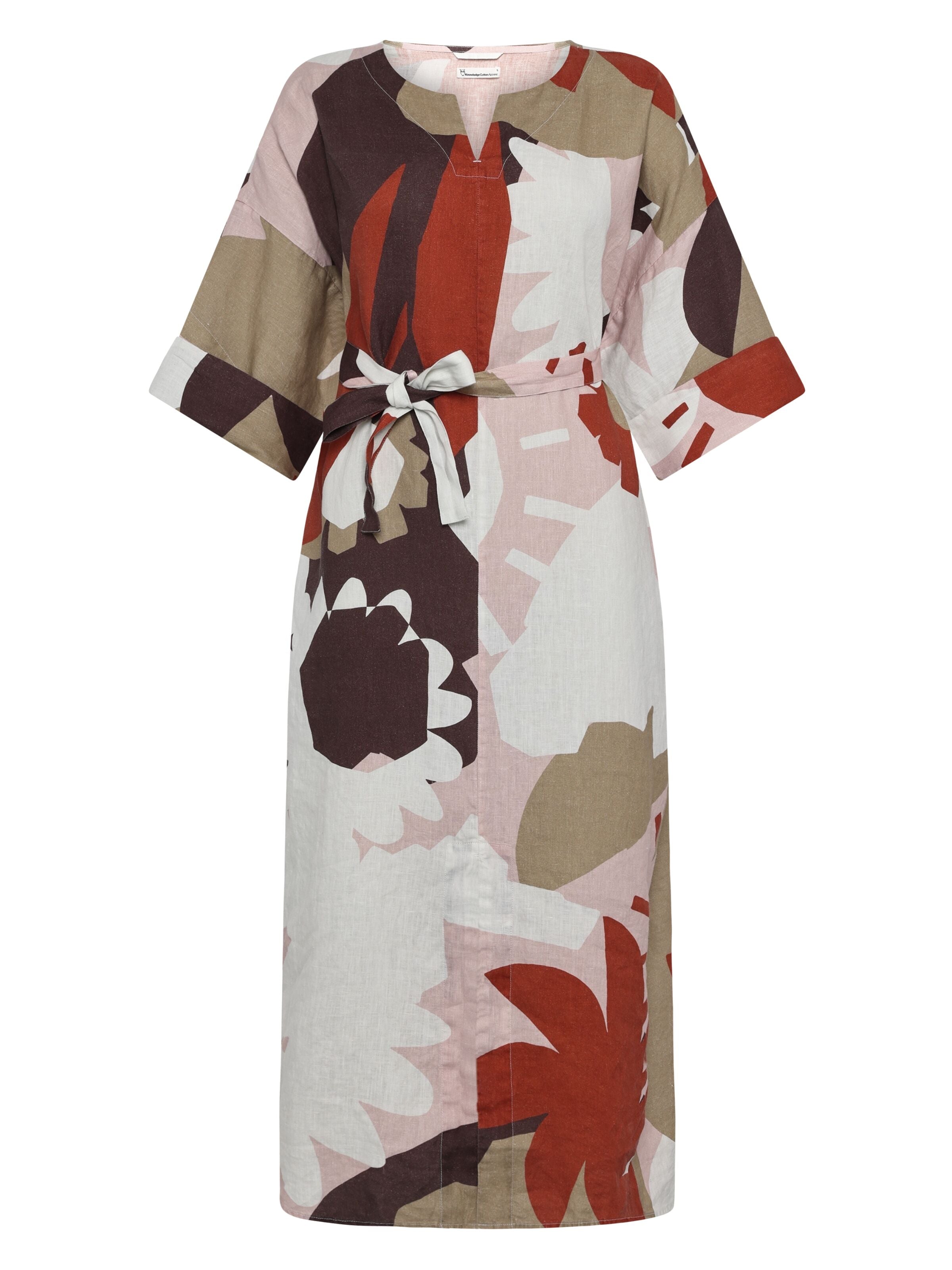 Sommerkleid mit V-Ausschnitt und Print aus Bio-Leinen