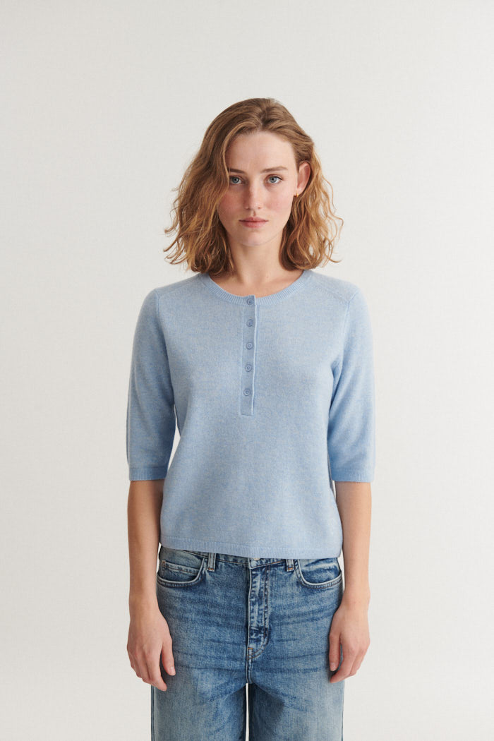 Strickshirt mit Knopfleiste SELEM Granddad aus Merinowolle