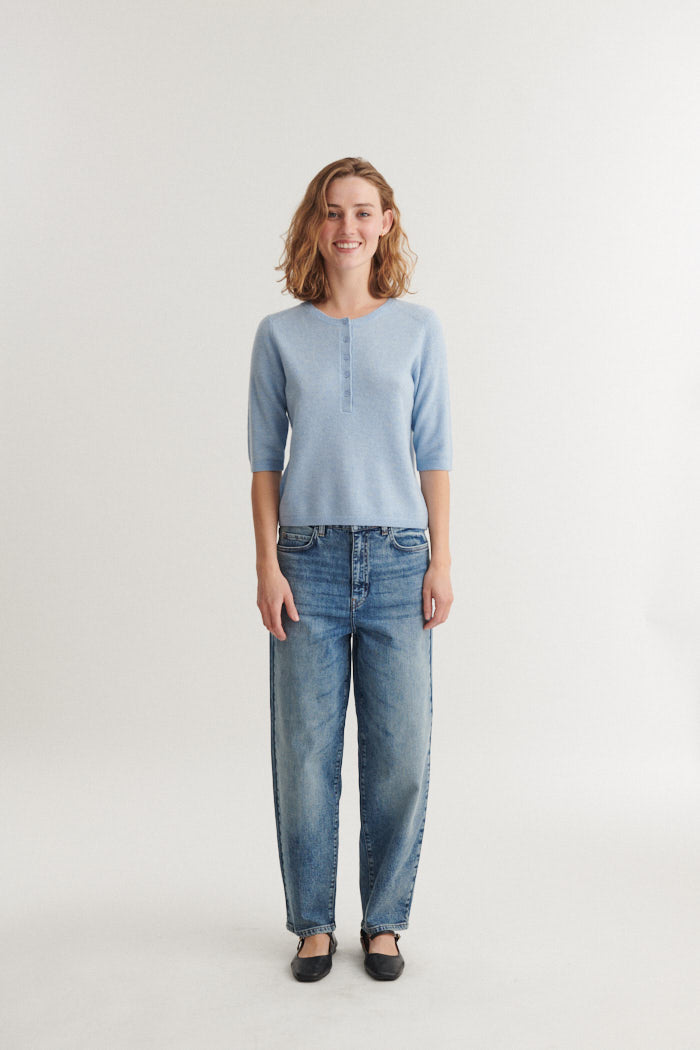 Strickshirt mit Knopfleiste SELEM Granddad aus Merinowolle