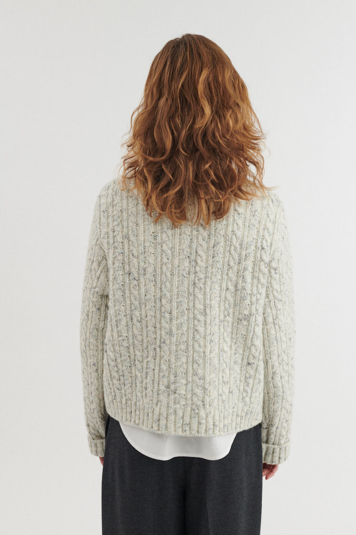 Zopfstrick-Pullover ASTA aus Wolle und Baumwolle