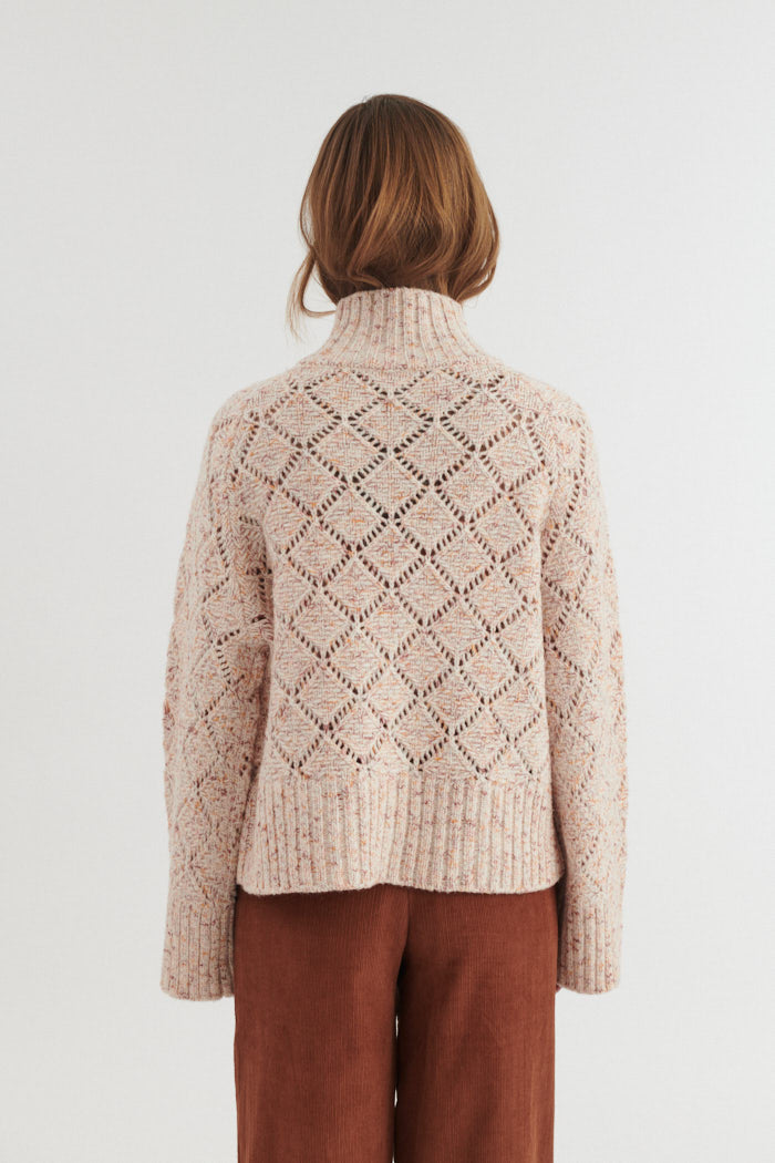 Rollkragen-Strickpullover UTTA aus Wolle und Baumwolle