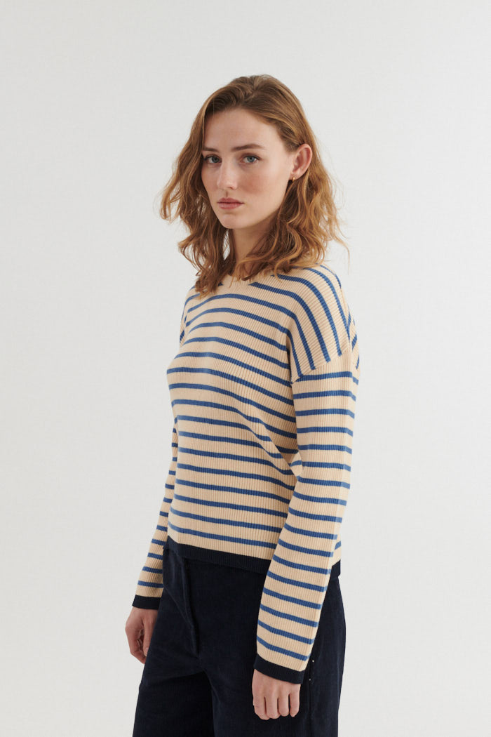 Gestreifter Sweater LILA - Pullover aus Bio-Baumwolle