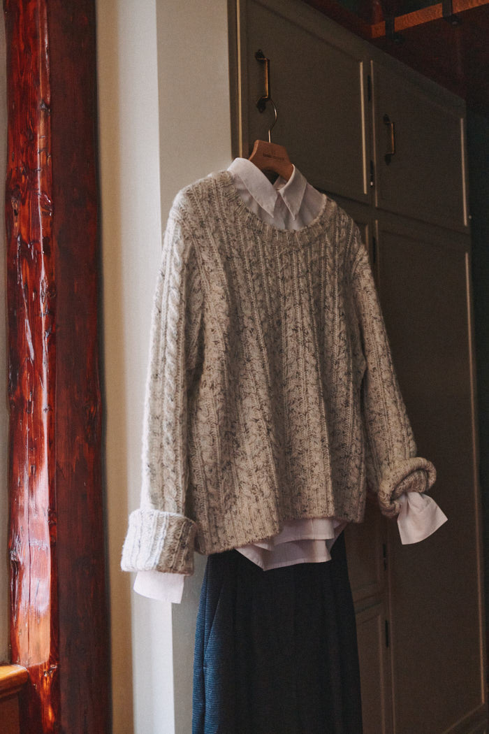 Zopfstrick-Pullover ASTA aus Wolle und Baumwolle