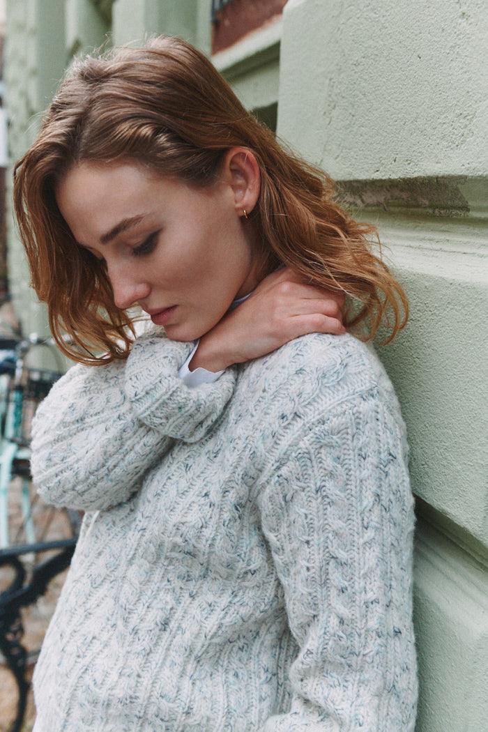 Zopfstrick-Pullover ASTA aus Wolle und Baumwolle