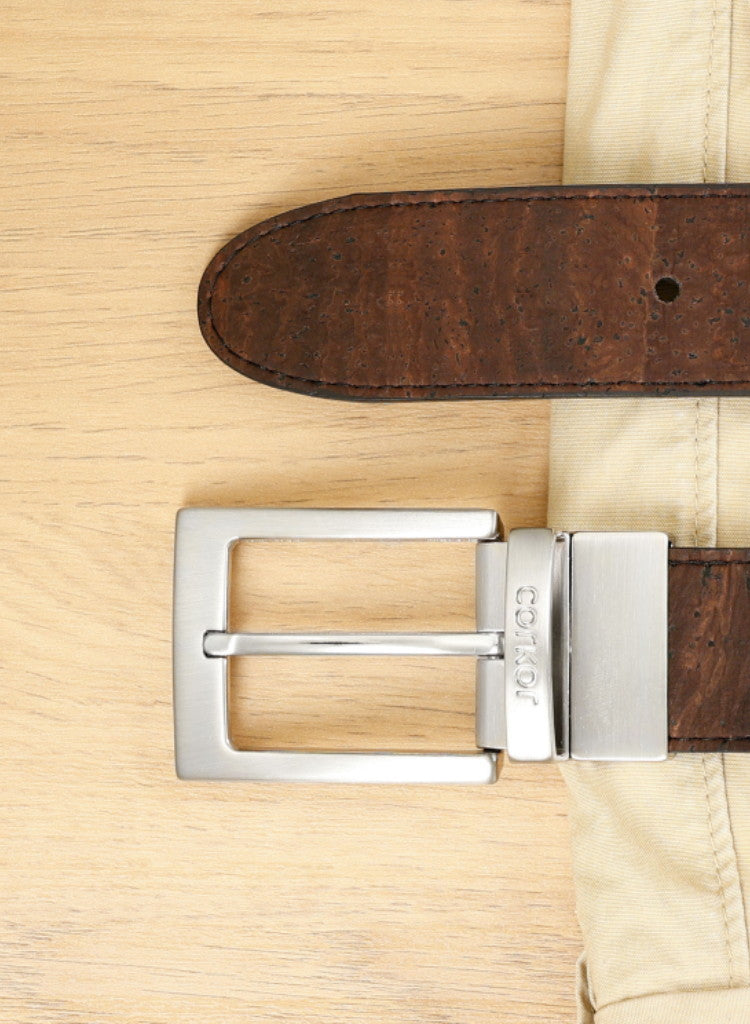 Wendbarer / Zweifarbiger Gürtel aus Kork - 3,5cm breit - CK272
