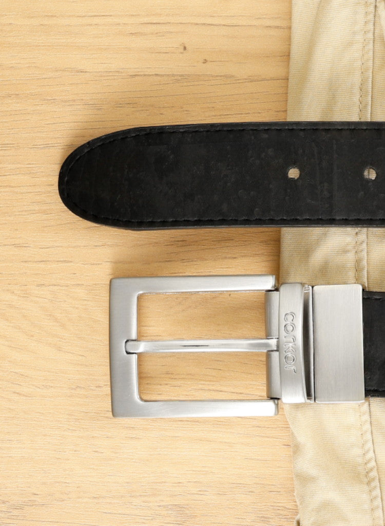 Wendbarer / Zweifarbiger Gürtel aus Kork - 3,5cm breit - CK272