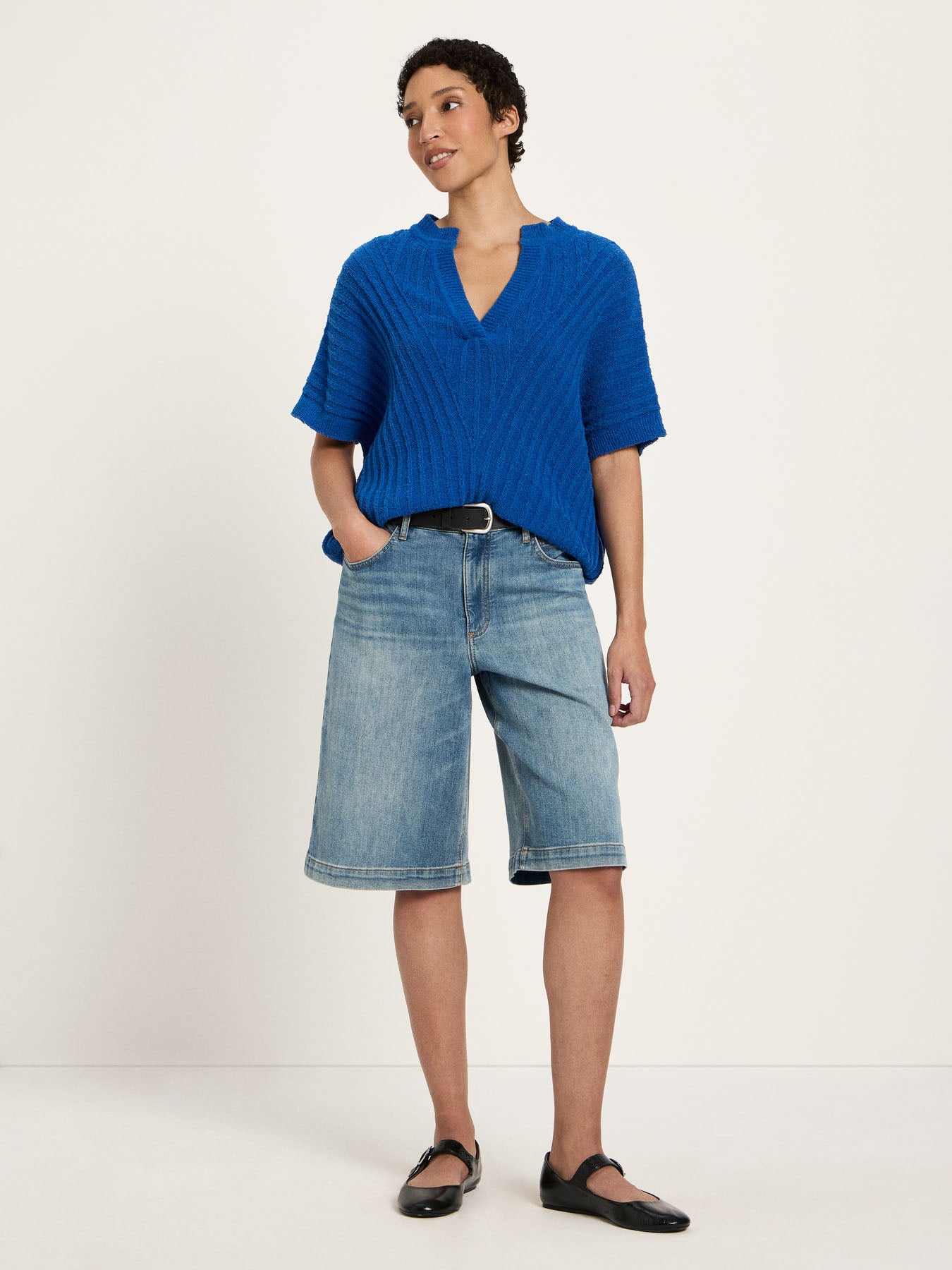 Bouclé Pullunder mit V-Ausschnitt aus Bio-Baumwolle