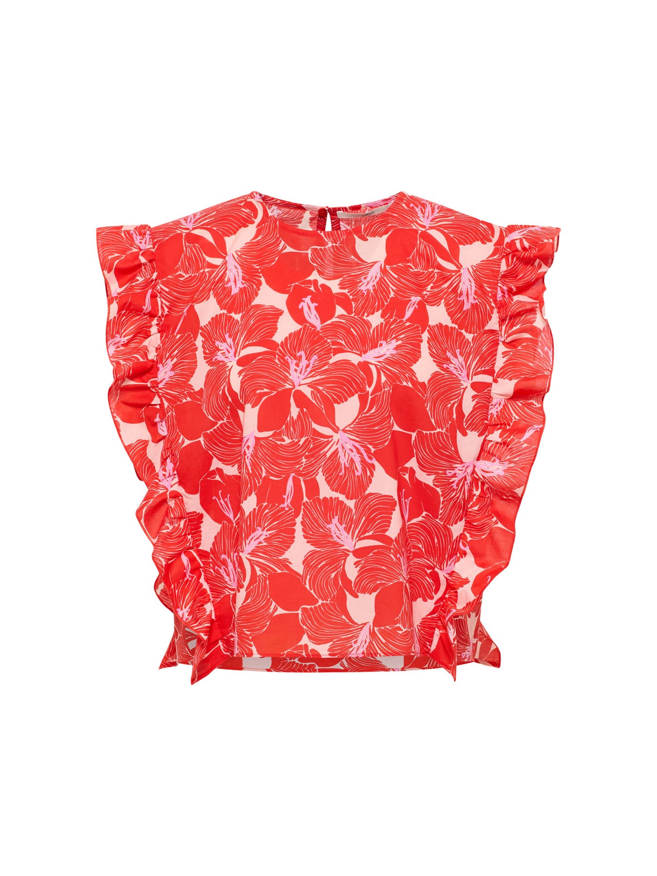 Blusenshirt mit Printmuster und Volant aus Bio-Baumwolle