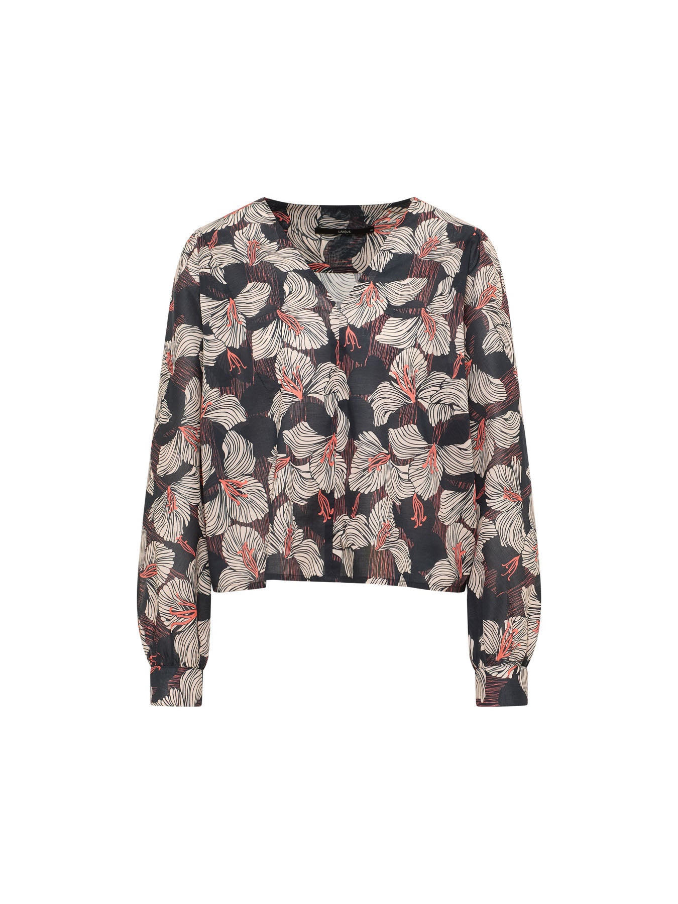 Bluse mit Printmuster und Kräuseln aus Bio-Baumwolle