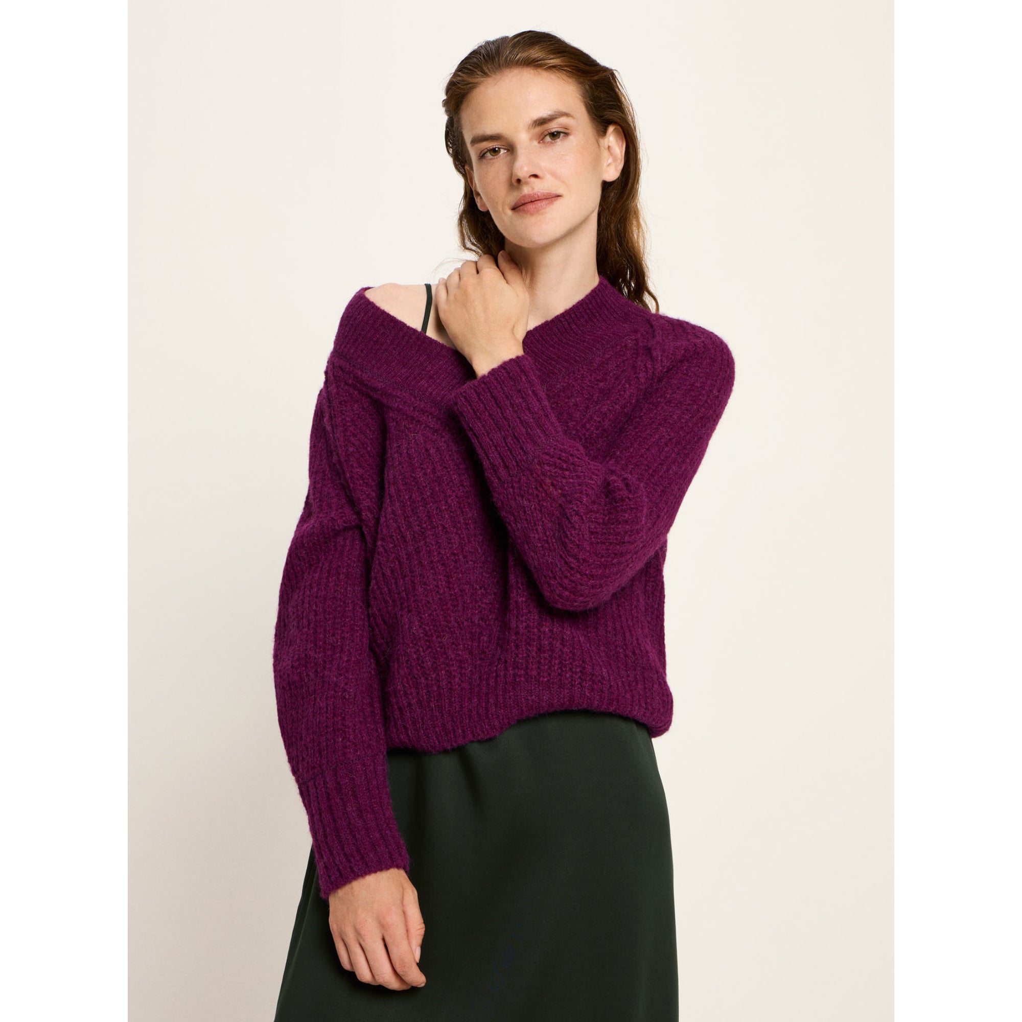 Pullover mit V-Ausschnitt aus Bio-Alpakawolle