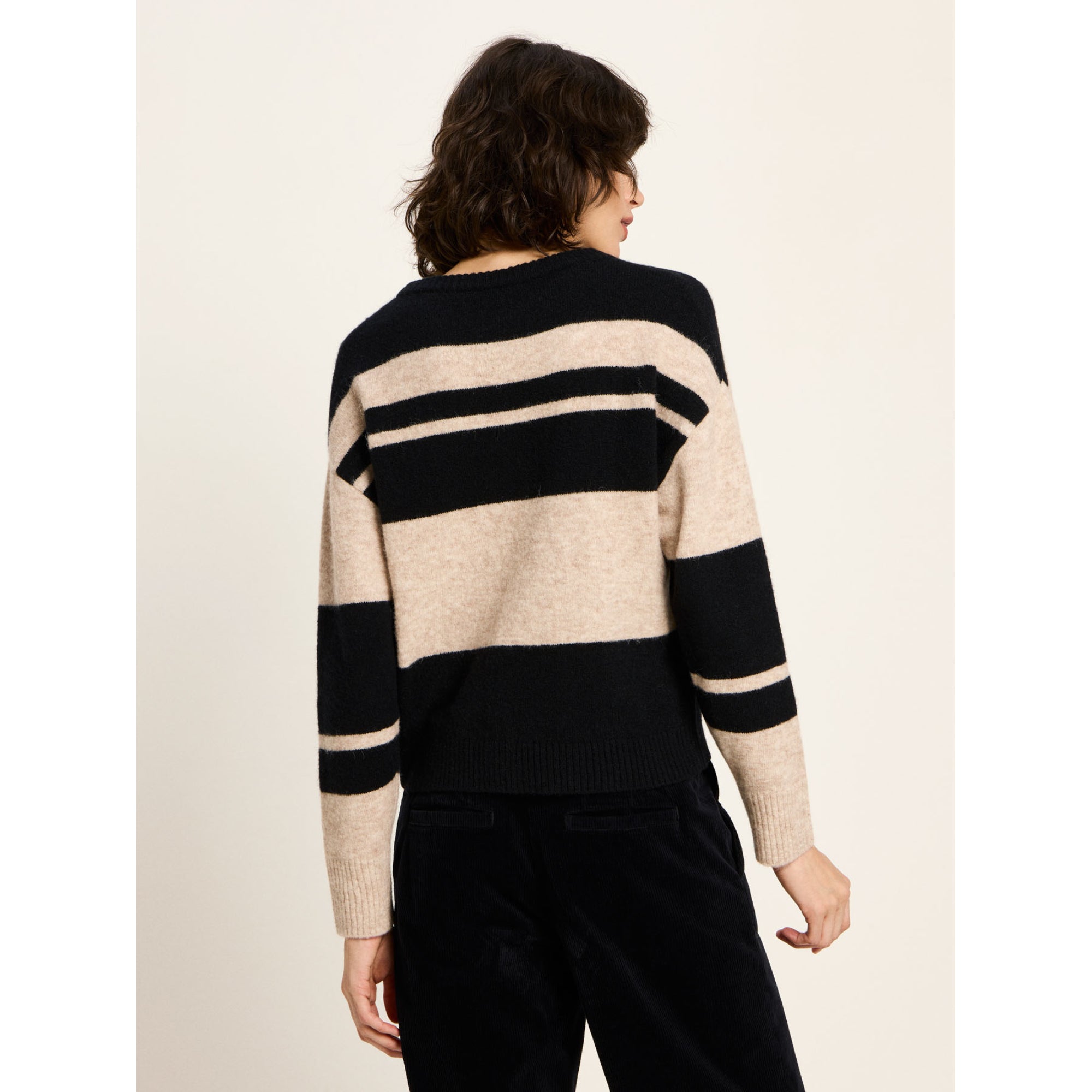 Streifenpullover aus Bio-Alpakawolle und Bio-Baumwolle