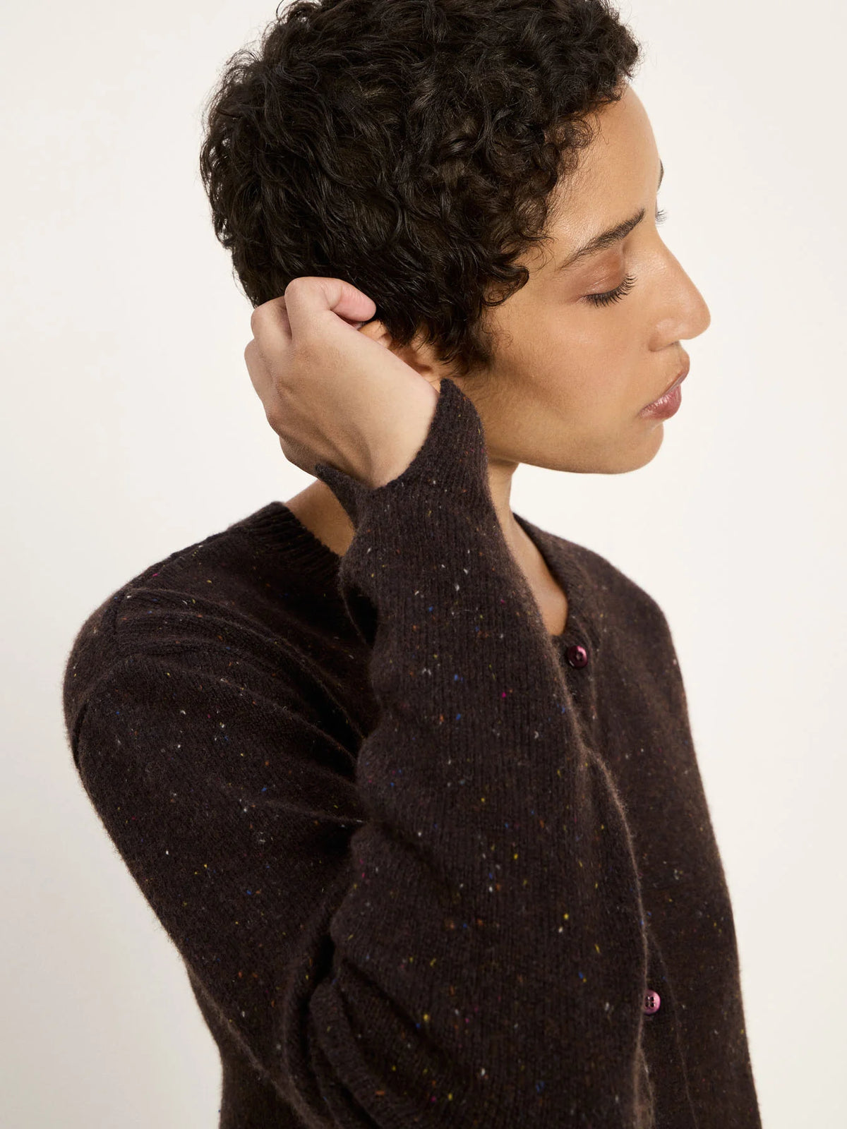 Boxy Strickjacke aus Bio-Schurwolle und Bio-Baumwolle (GOTS)