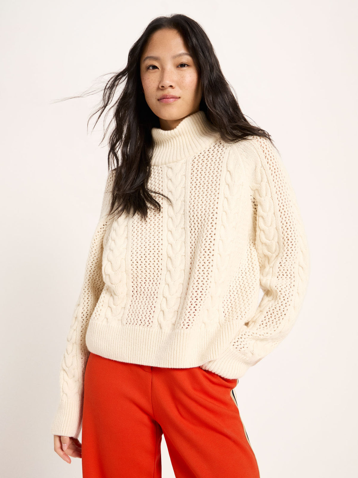 Zopf-Pullover aus Bio-Schurwolle und Bio-Baumwolle (GOTS)