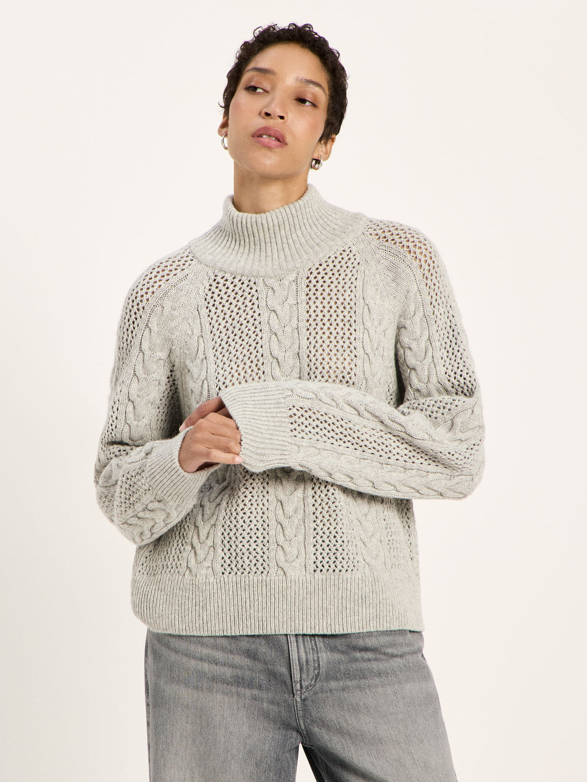 Zopf-Pullover aus Bio-Schurwolle und Bio-Baumwolle (GOTS)